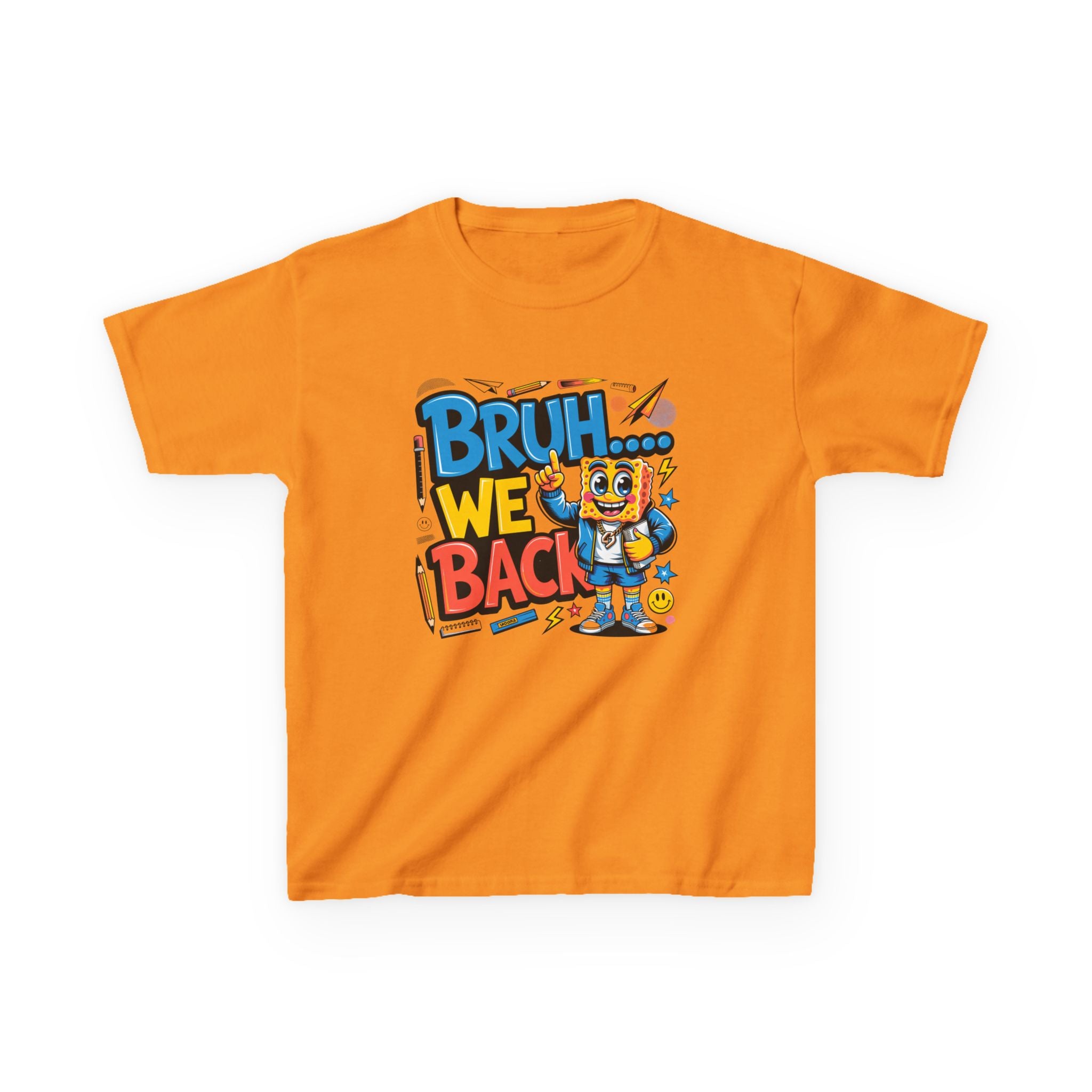 Kids Tee — "Bruh... We Back" Cartoon Sponge Graphic