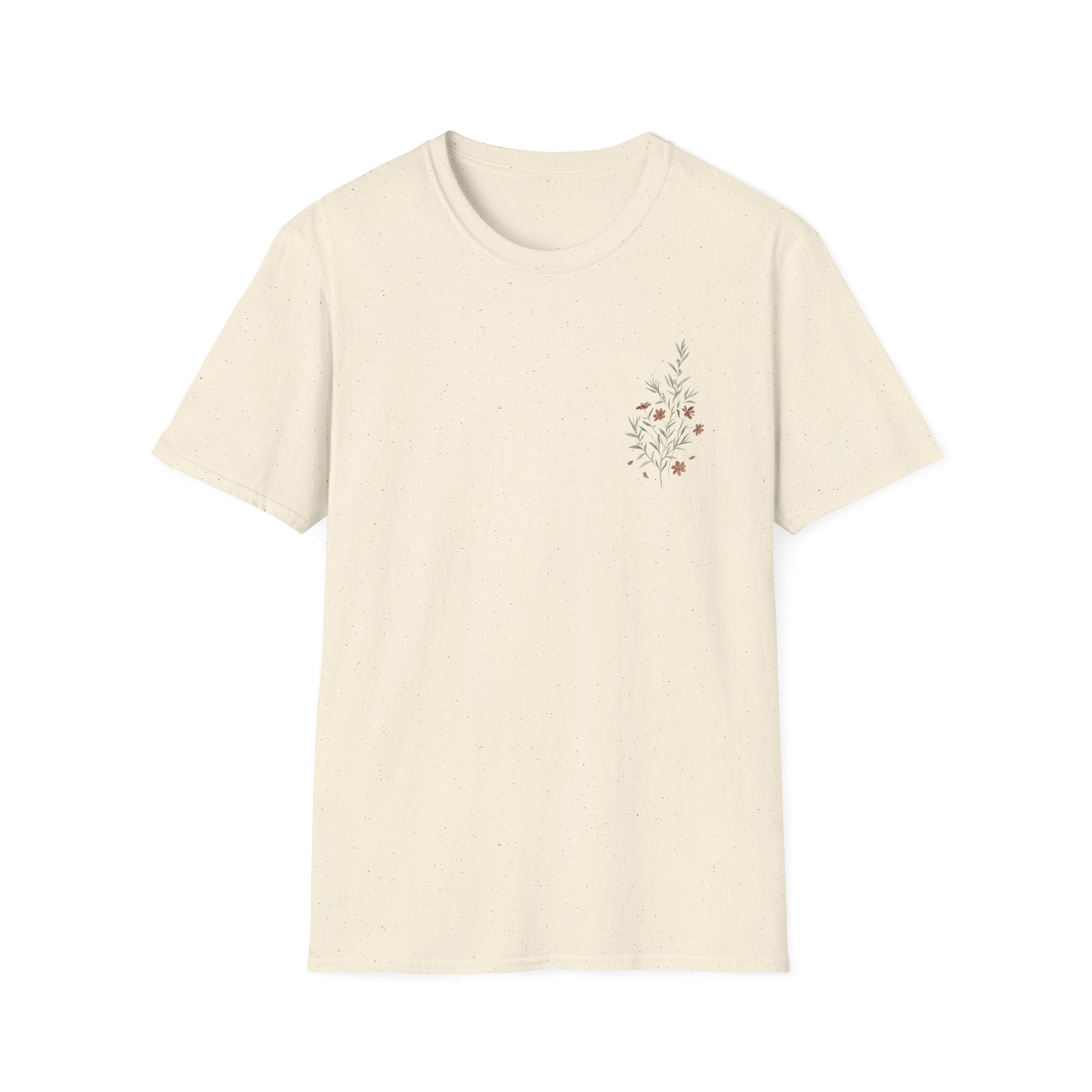 Floral Corner Tee — Minimal Wildflower Pocket T‑Shirt