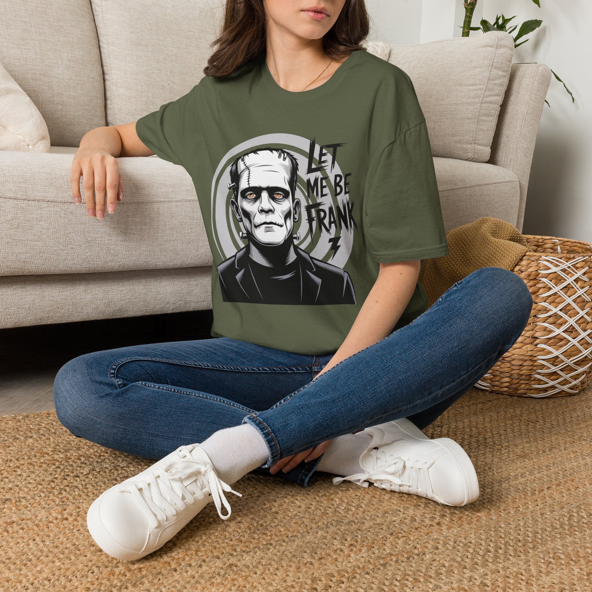 Frankenstein Monster Graphic T-Shirt — "Let Me Be Frank" Halloween Tee