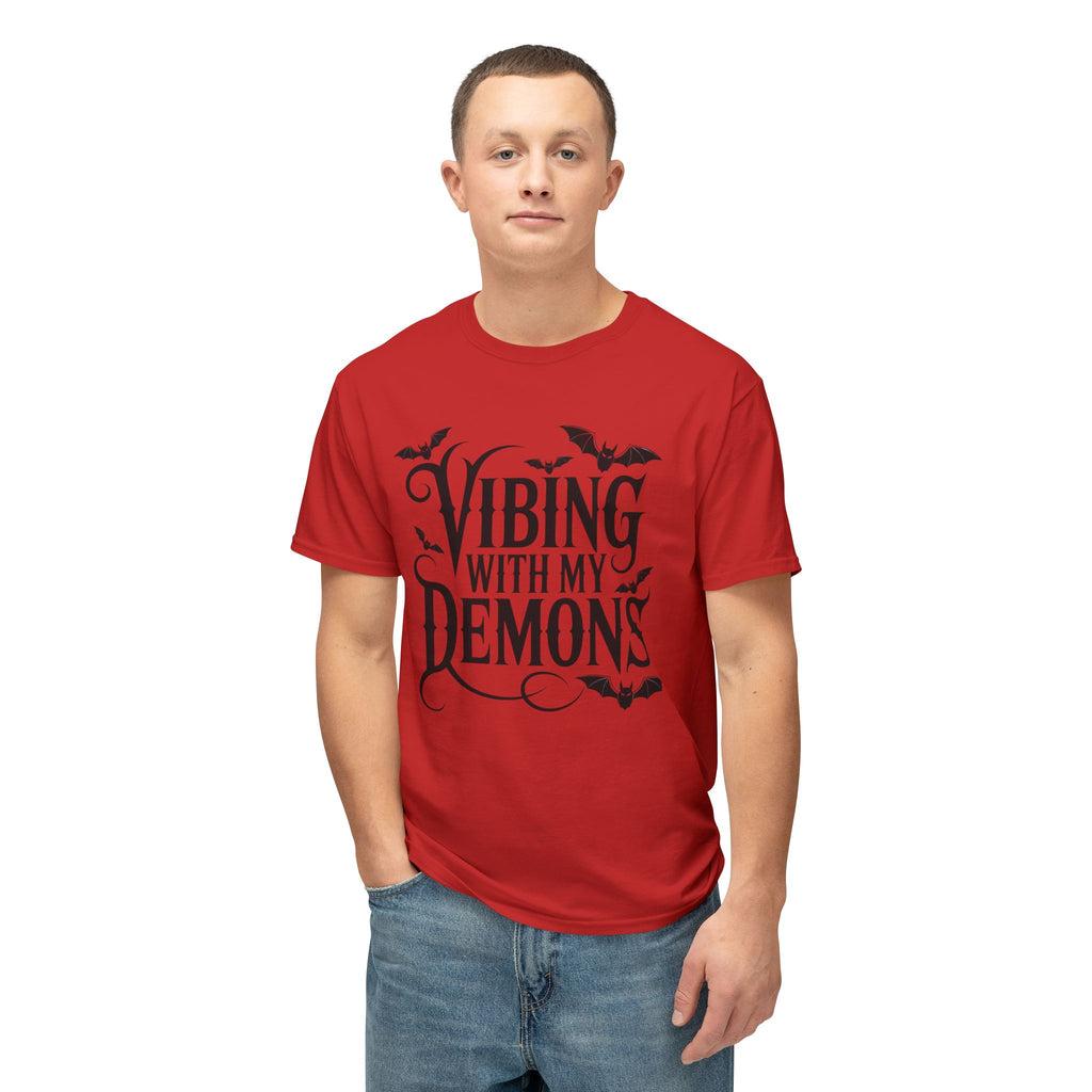 Funny Gothic Halloween T-Shirt — Vibing With My Demons Dark Humor Gift Tee