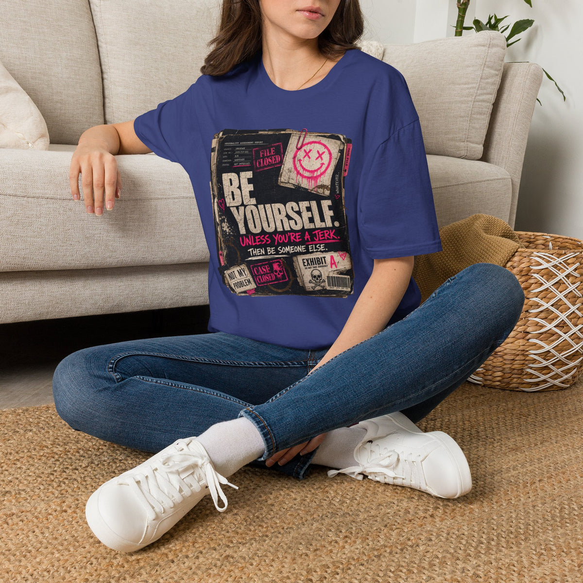 T‑Shirt — 'Be Yourself' Vintage Grunge Graphic Tee (Be Yourself, Unless You’re a Jerk)