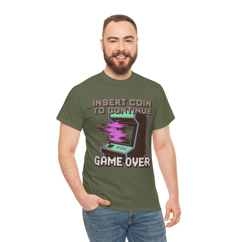 Funny Gamer T-Shirt — Insert Coin to Continue Retro Arcade Gift Tee for Men Women