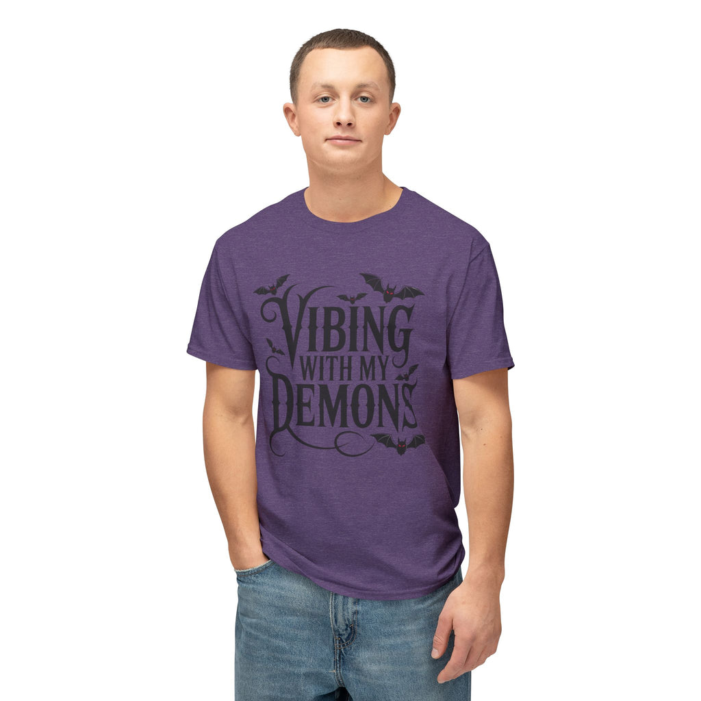 Funny Gothic Halloween T-Shirt — Vibing With My Demons Dark Humor Gift Tee