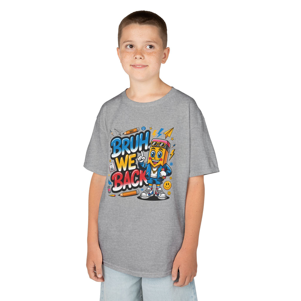 Kids T-Shirt — "Bruh We Back" Cartoon Graphic Tee