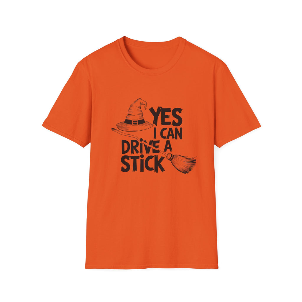 Witch Hat Tee - "Yes I Can Drive a Stick" Halloween T-Shirt