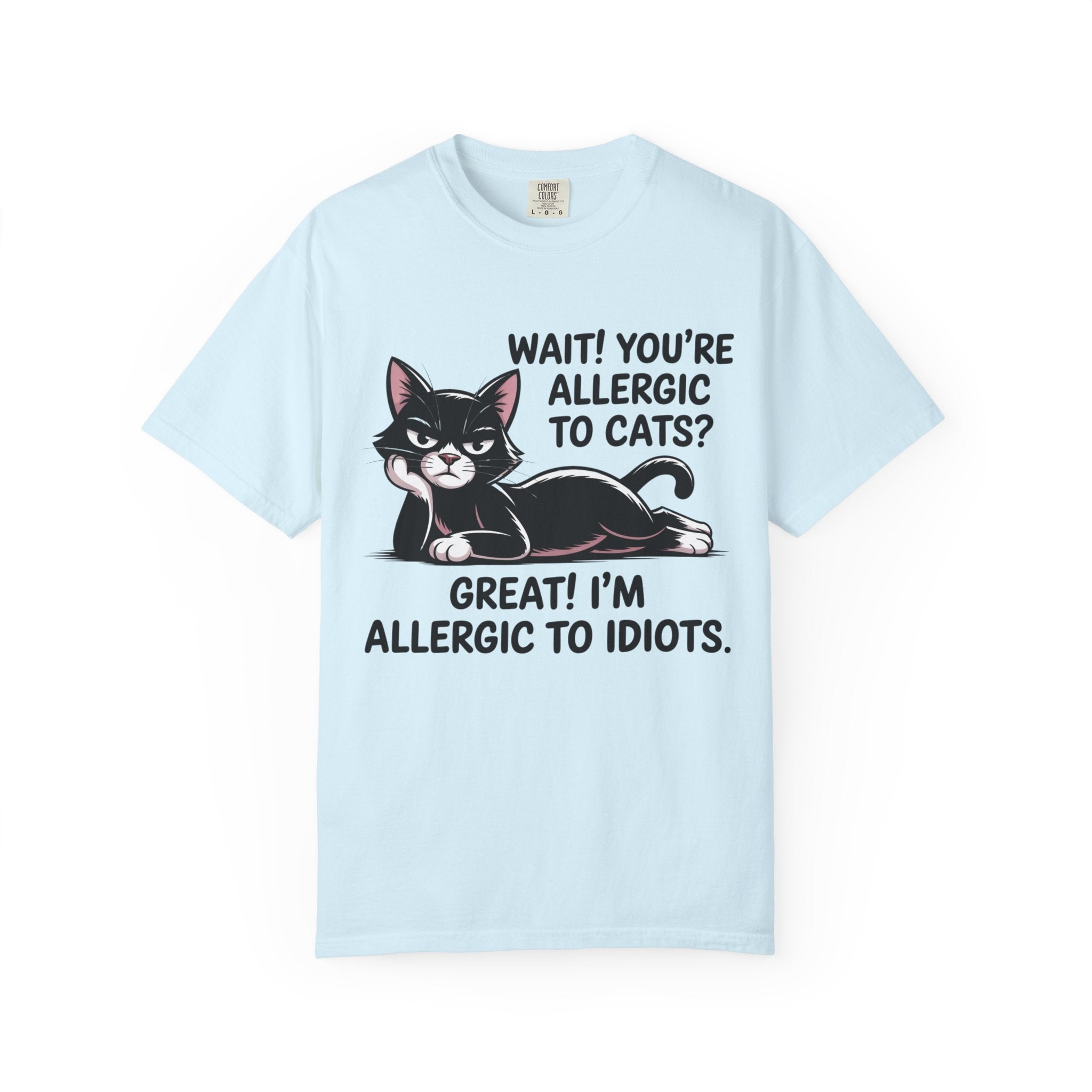 Funny Cat Lover T-Shirt — Allergic to Idiots Humor Gift Tee for Cat Moms