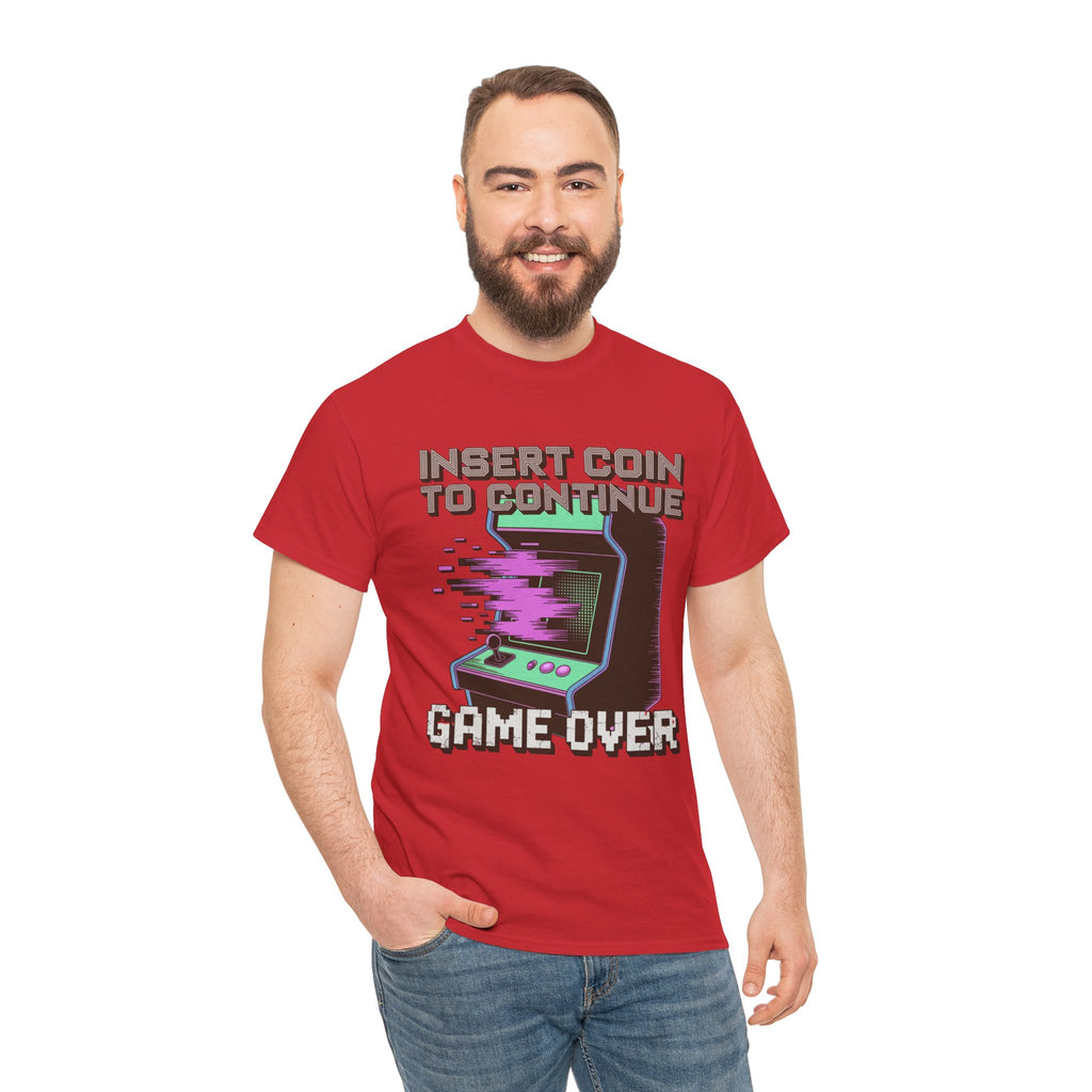 Funny Gamer T-Shirt — Insert Coin to Continue Retro Arcade Gift Tee for Men Women