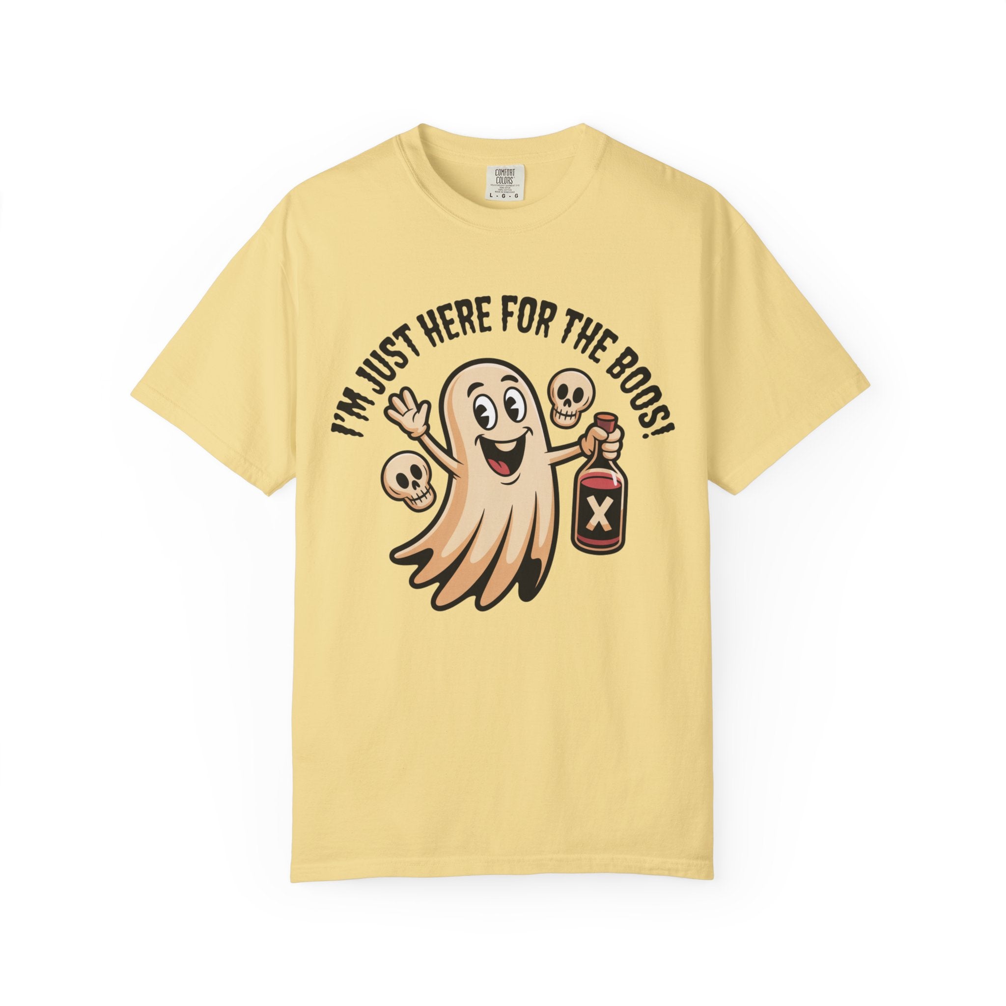 Halloween Ghost T‑Shirt — "I'm Just Here for the Boos!" Funny Party Tee
