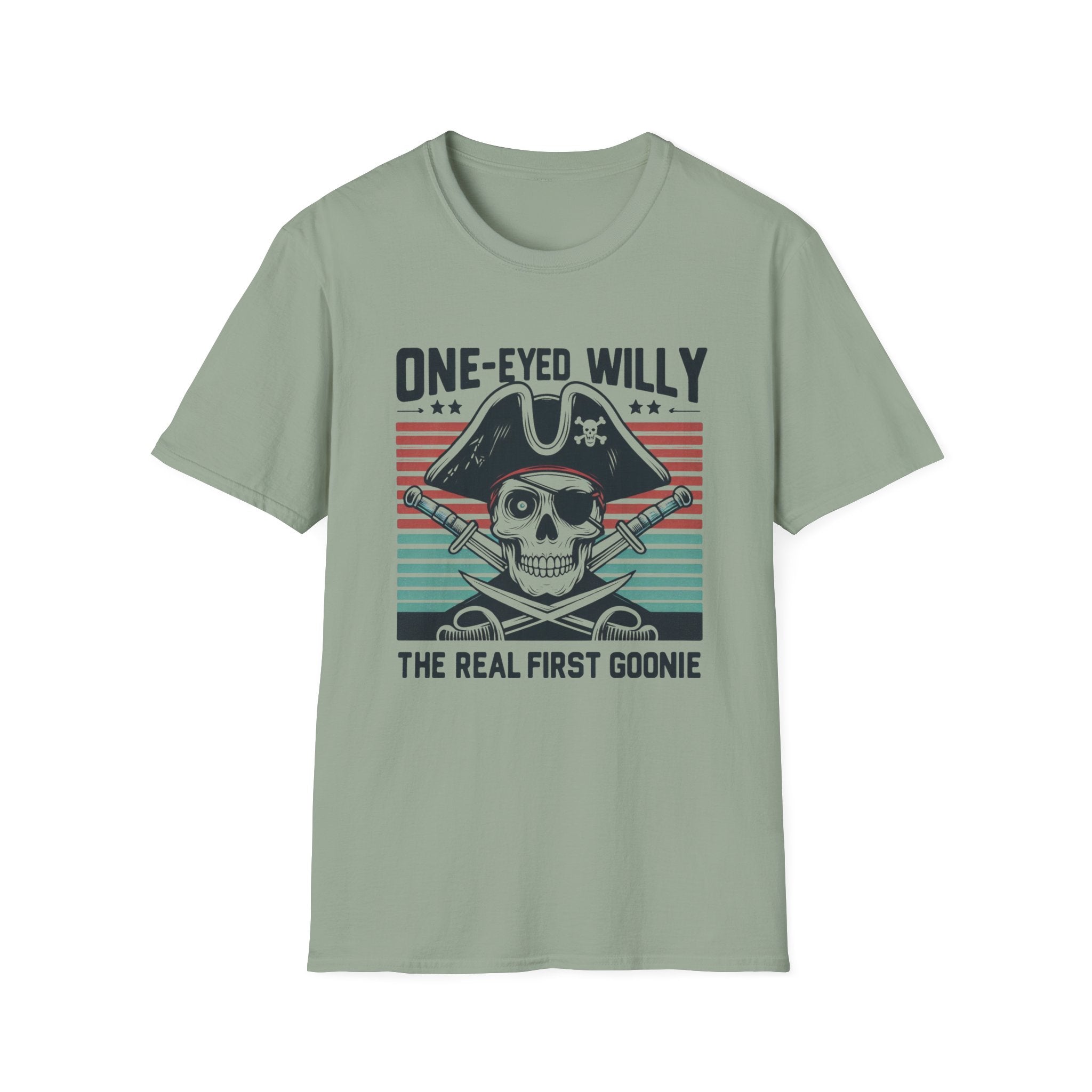 One-Eyed Willy Skull T-Shirt — Vintage Pirate 'The Real First Goonie' Tee