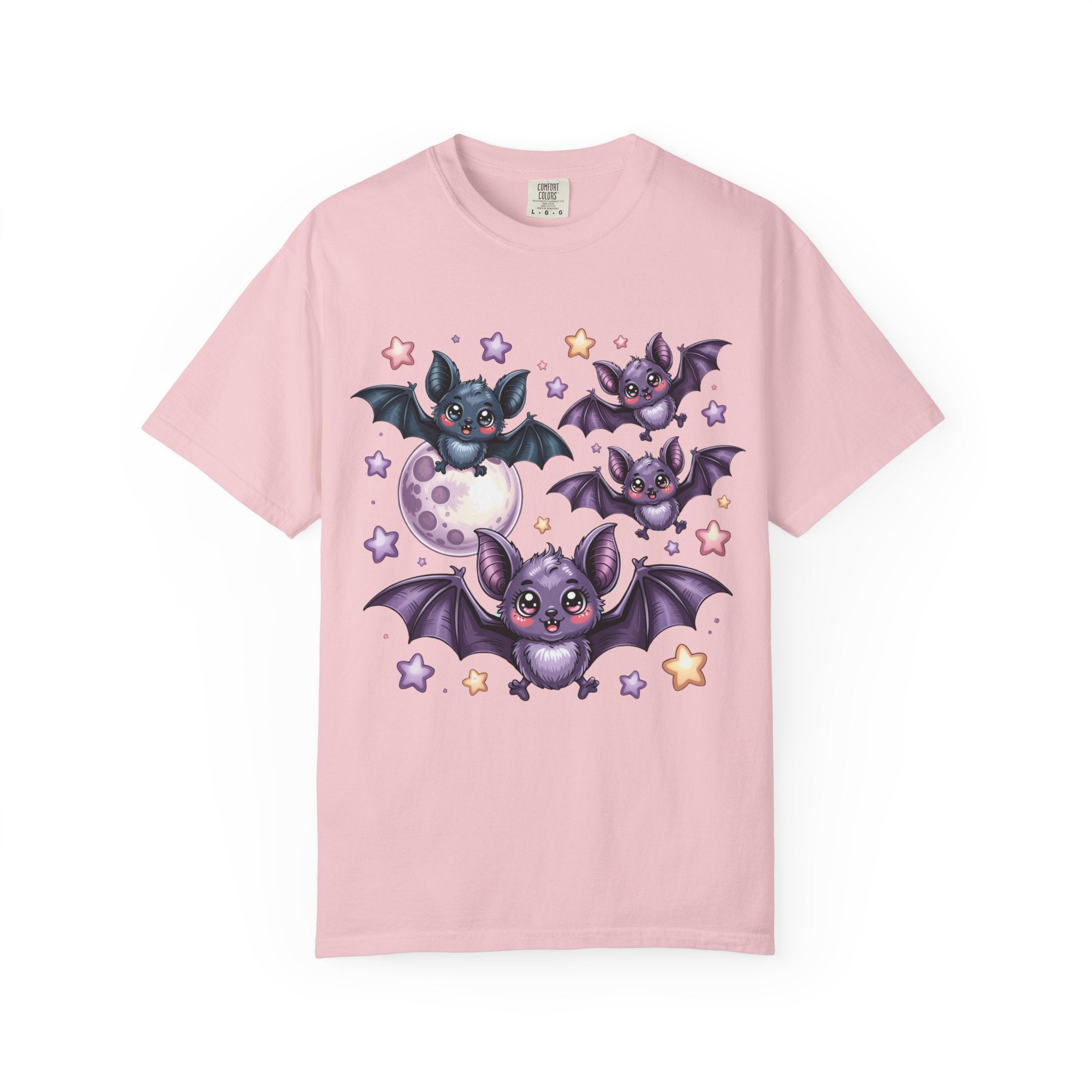 Cute Purple Bats T-Shirt — Kawaii Night Moon & Stars Tee