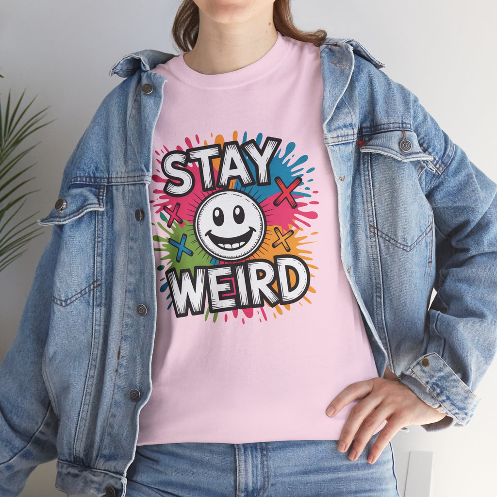 Stay Weird T-Shirt – Colorful Smiley Graphic Tee