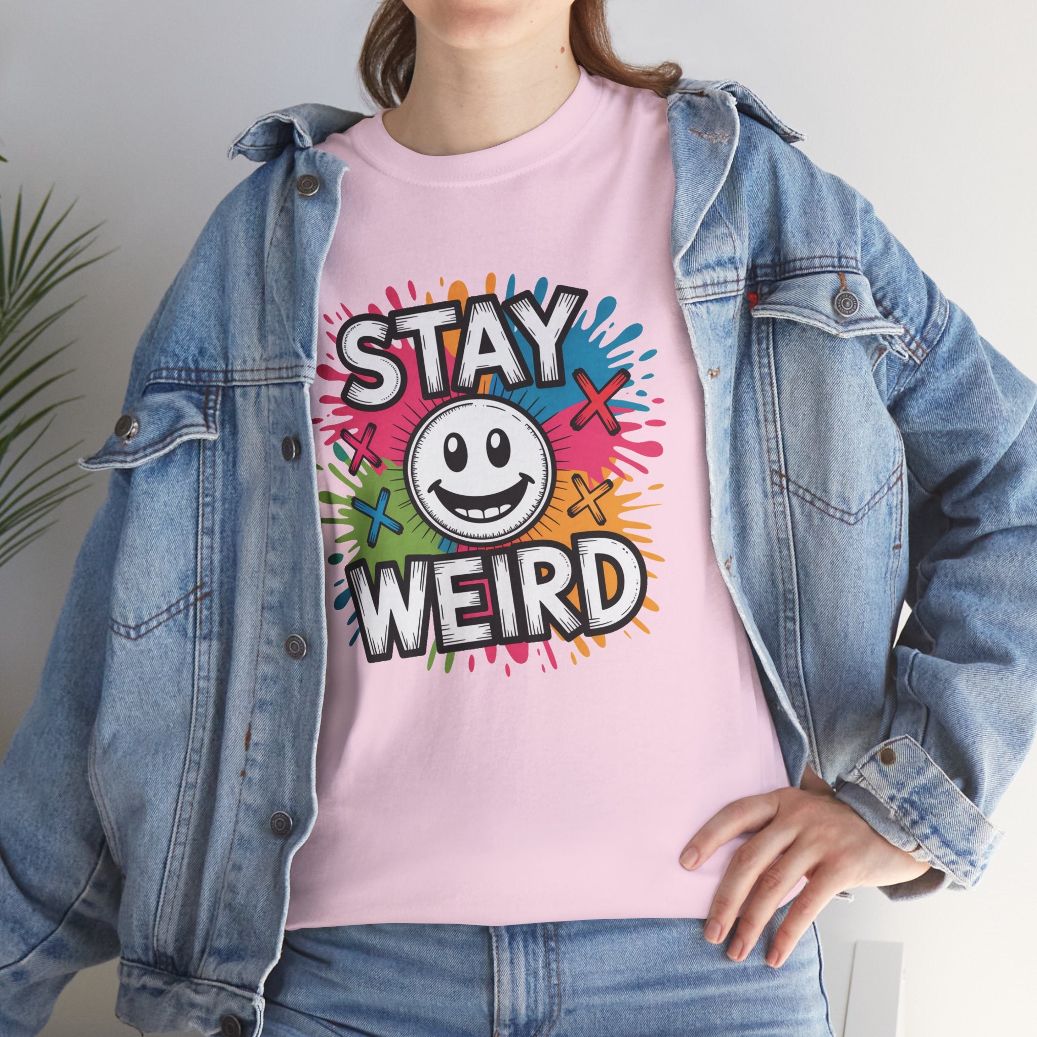 Stay Weird T-Shirt – Colorful Smiley Graphic Tee