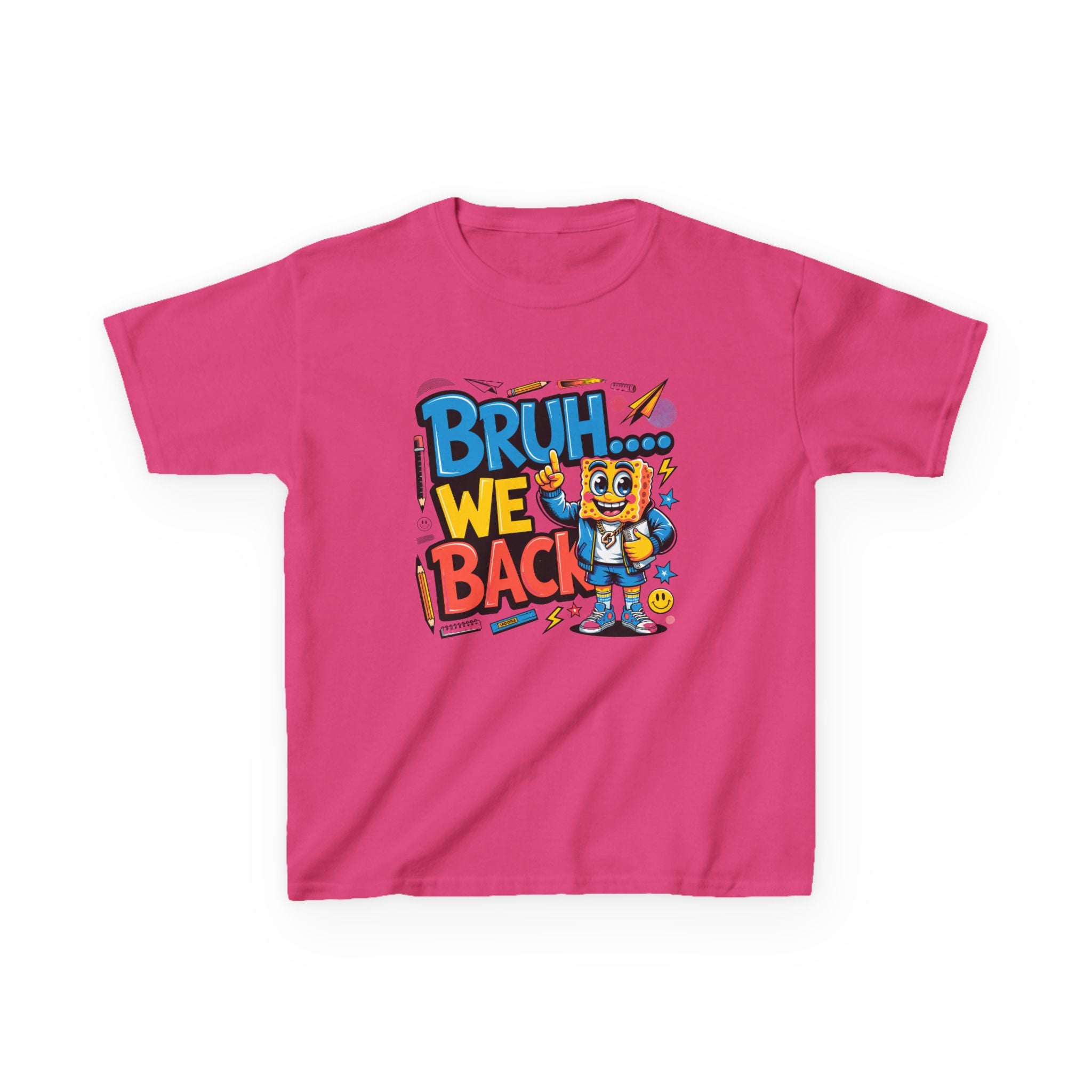 Kids Tee — "Bruh... We Back" Cartoon Sponge Graphic