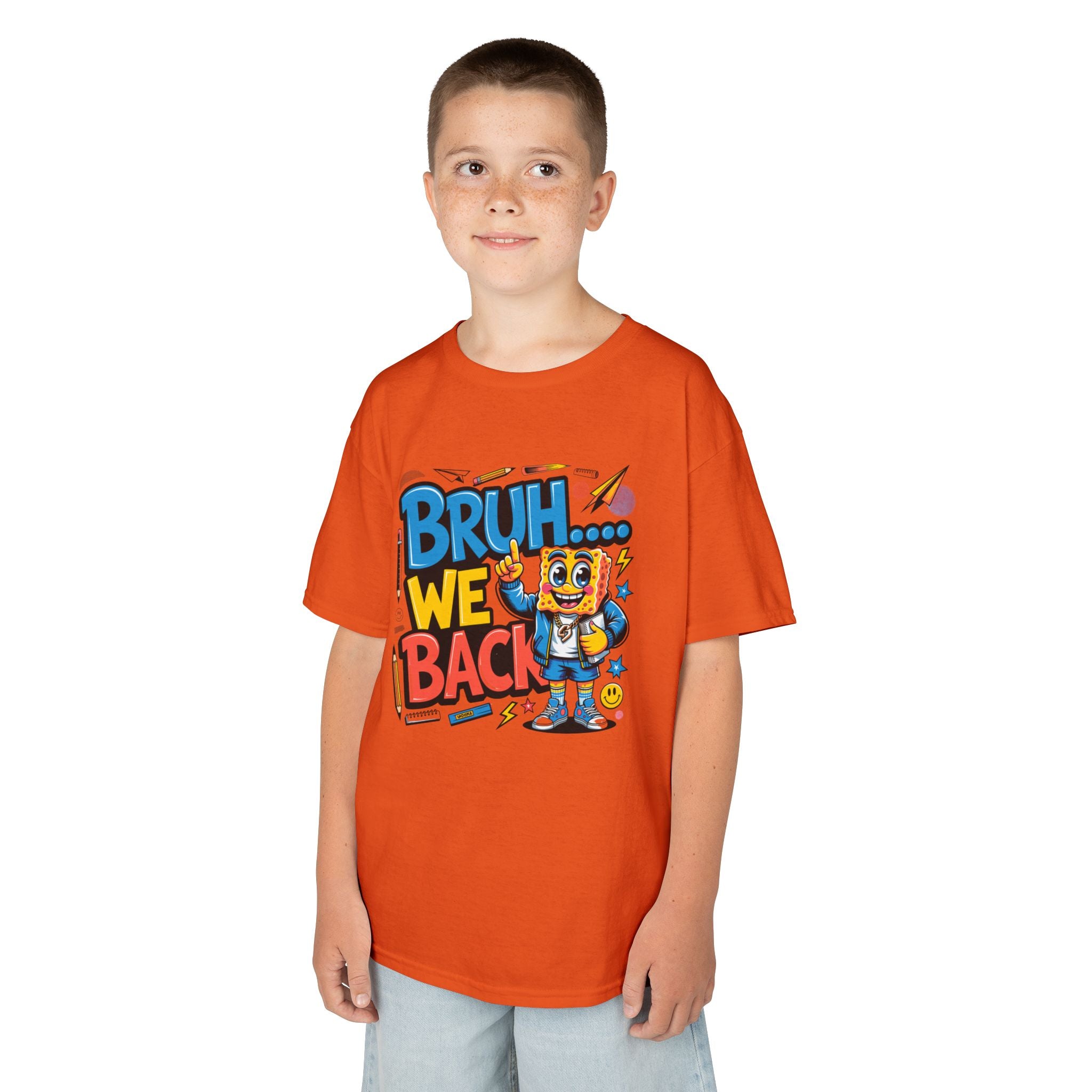 Kids Tee — "Bruh... We Back" Cartoon Sponge Graphic