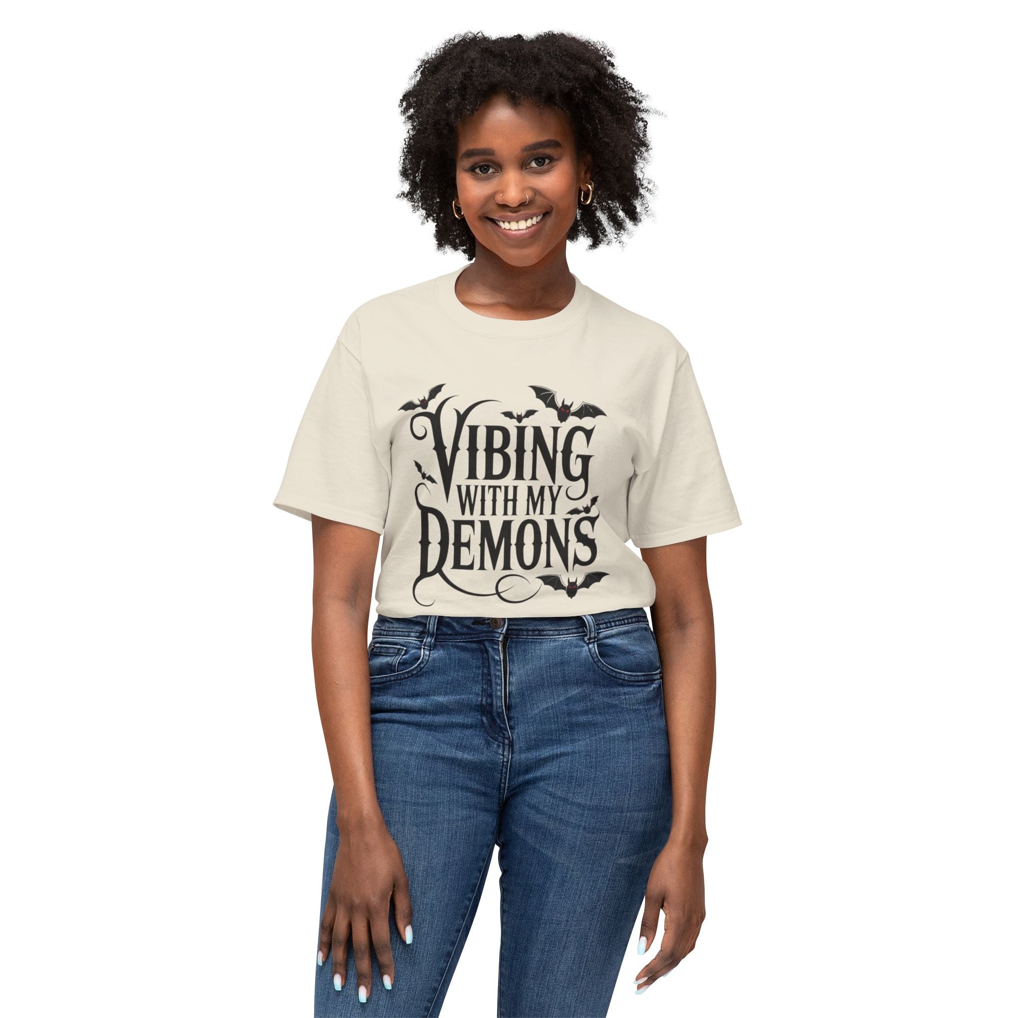 Funny Gothic Halloween T-Shirt — Vibing With My Demons Dark Humor Gift Tee