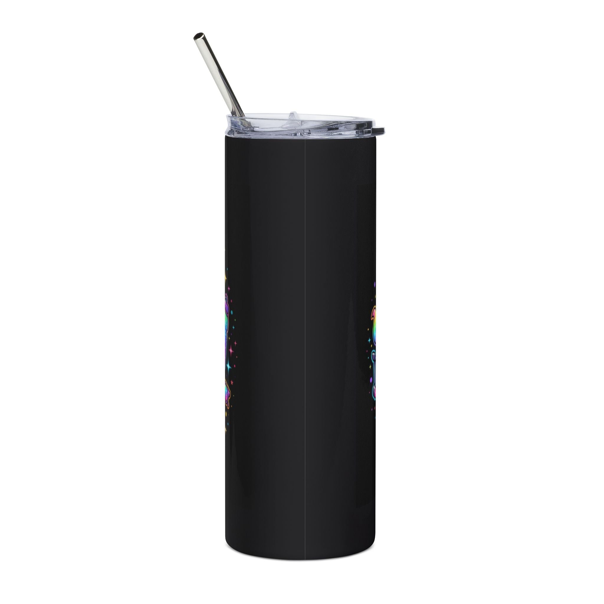 20oz Stainless Tumbler — "I Run on Vibes, Glitter, and Mild Delusions" Cute Cat Design