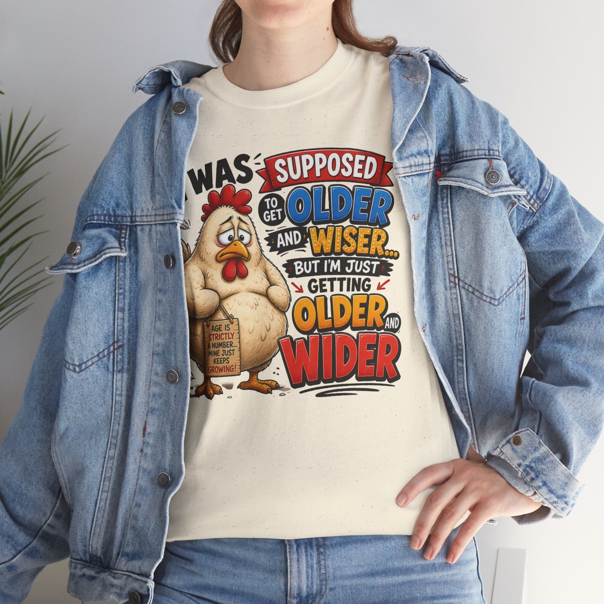 Birthday Chicken Tee — “I Was Supposed To Get Older And Wiser” Funny 50th Birthday Shirt