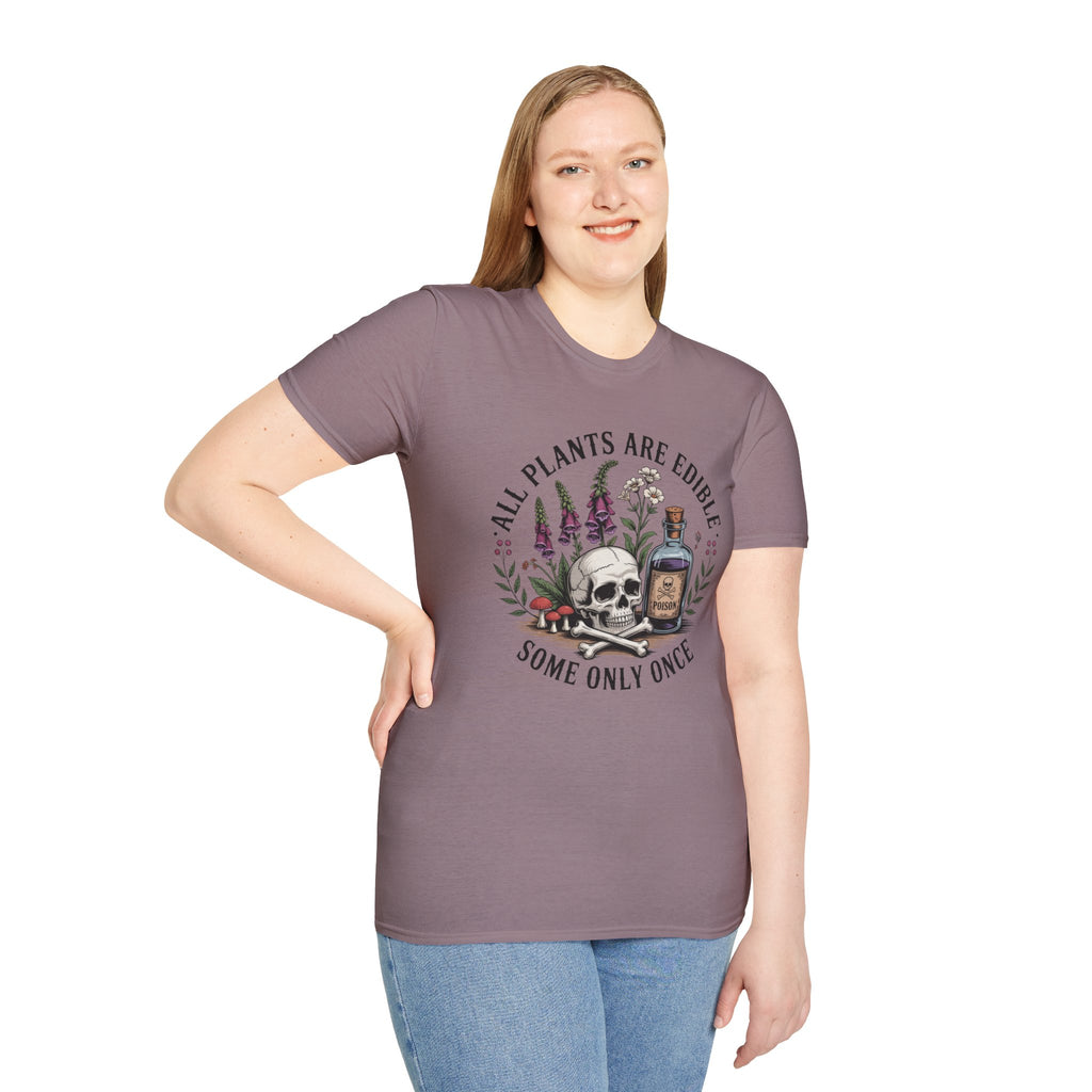All Plants Are Edible T-Shirt — Botanical Skull & Apothecary Graphic Tee