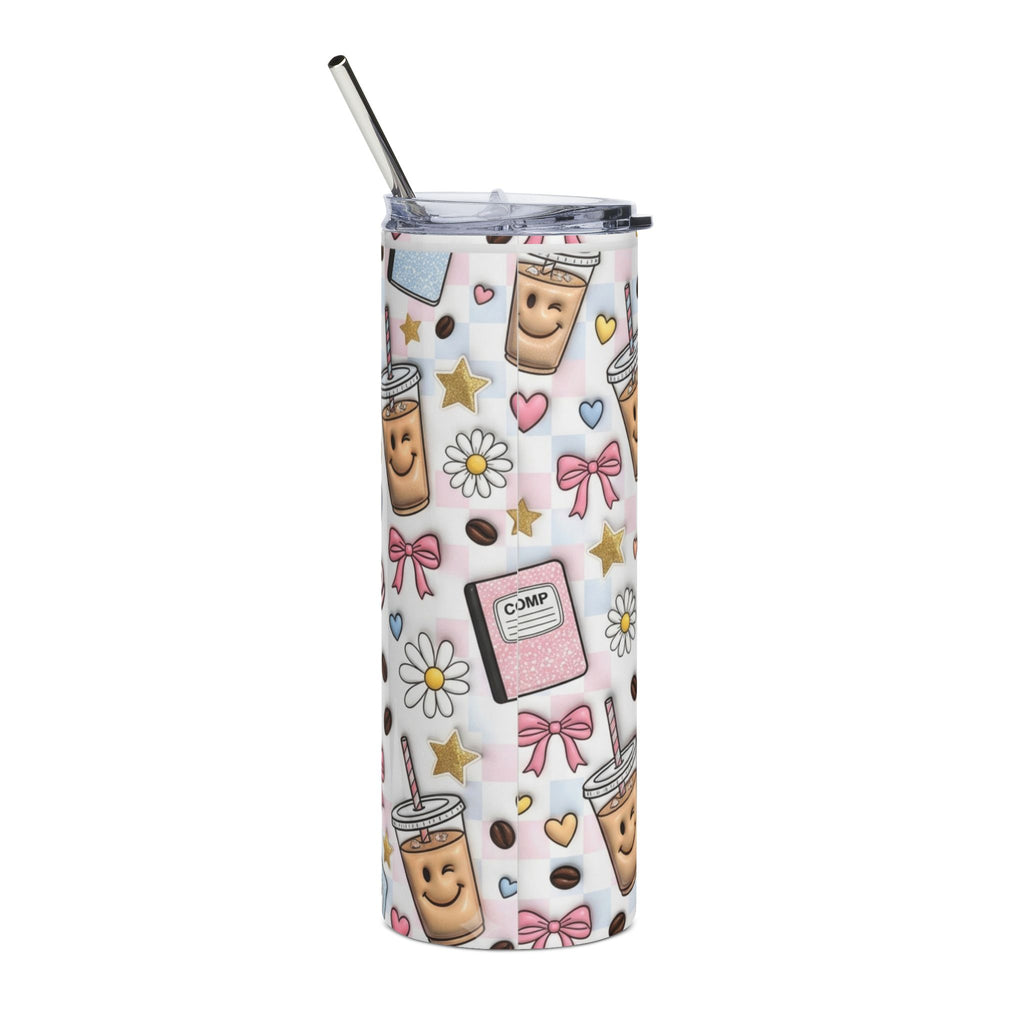 Funny Student 20oz Stainless Steel Tumbler — Iced Coffee & Good Grades Gift Travel Cup for Students