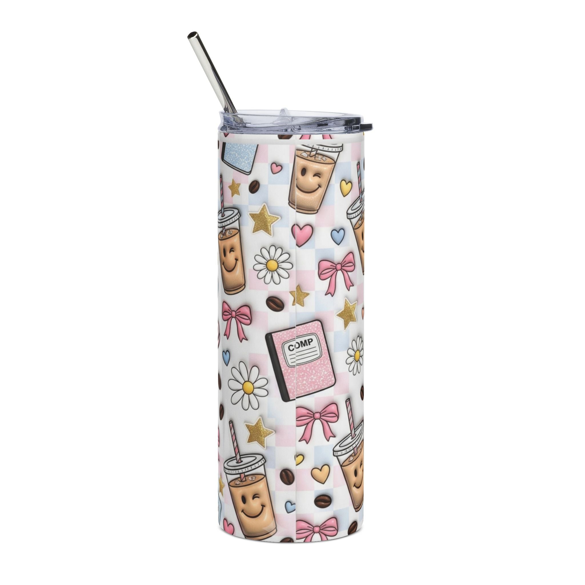 Funny Student 20oz Stainless Steel Tumbler — Iced Coffee & Good Grades Gift Travel Cup for Students