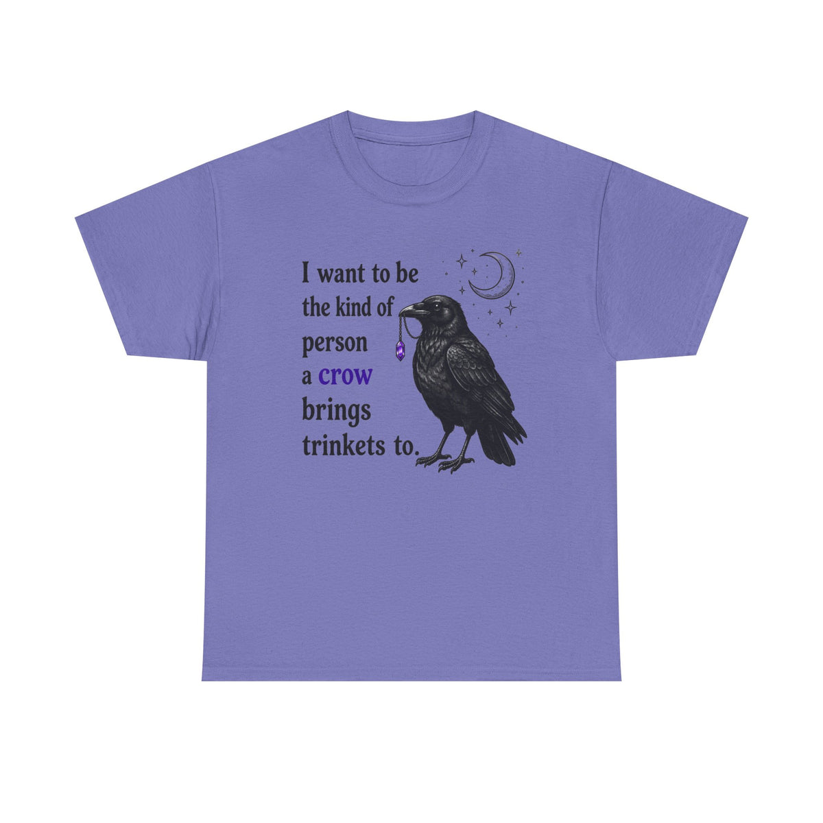 Crow Trinkets T-Shirt — "I want to be the kind of person a crow brings trinkets to"