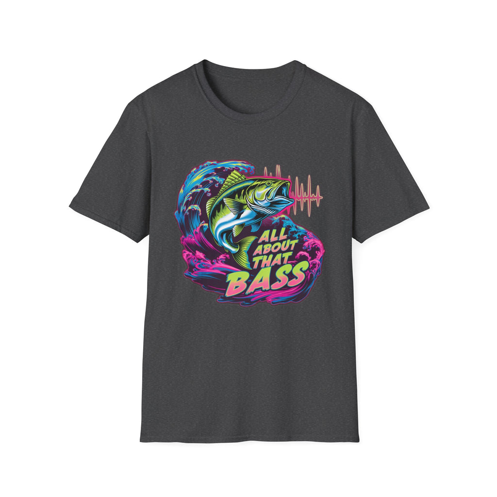 Bass Fishing T-Shirt — "All About That Bass" Retro Wave Graphic