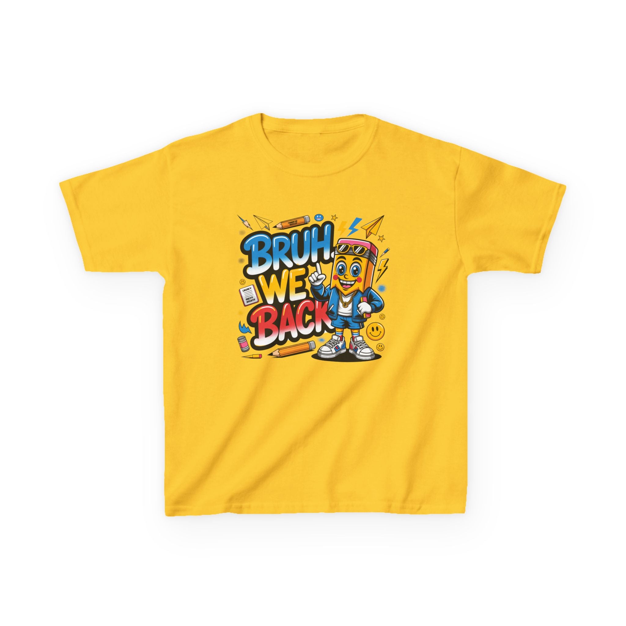 Kids T-Shirt — "Bruh We Back" Cartoon Graphic Tee