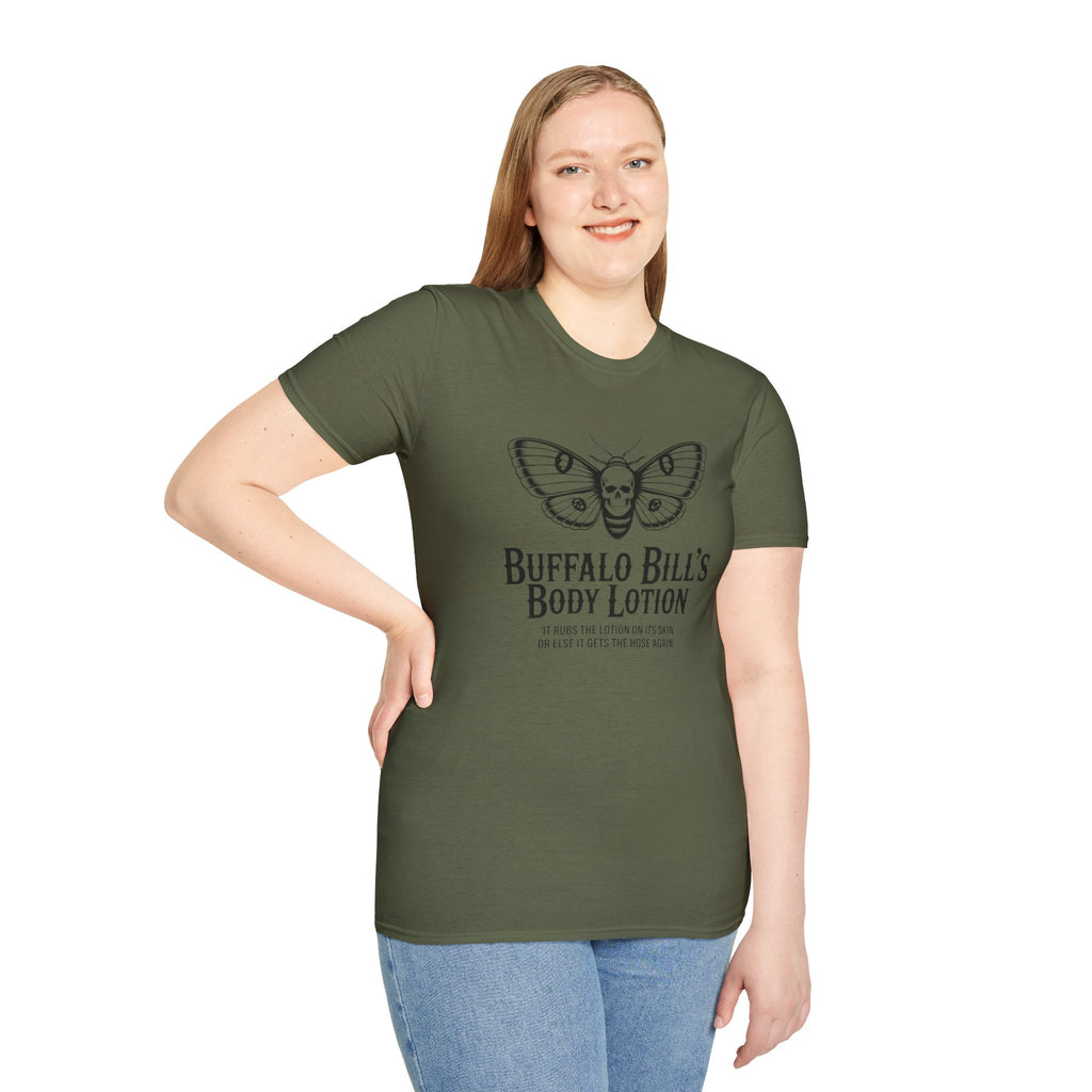 Buffalo Bill’s Body Lotion Graphic T-Shirt — Moth Skull Vintage Horror Tee