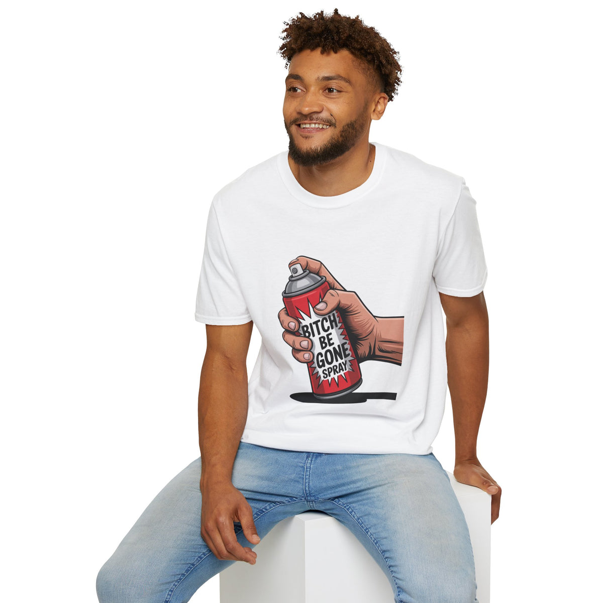 Funny 'Bitch, Be Gone' Spray T-Shirt — Pop Art Spray Can Graphic Tee