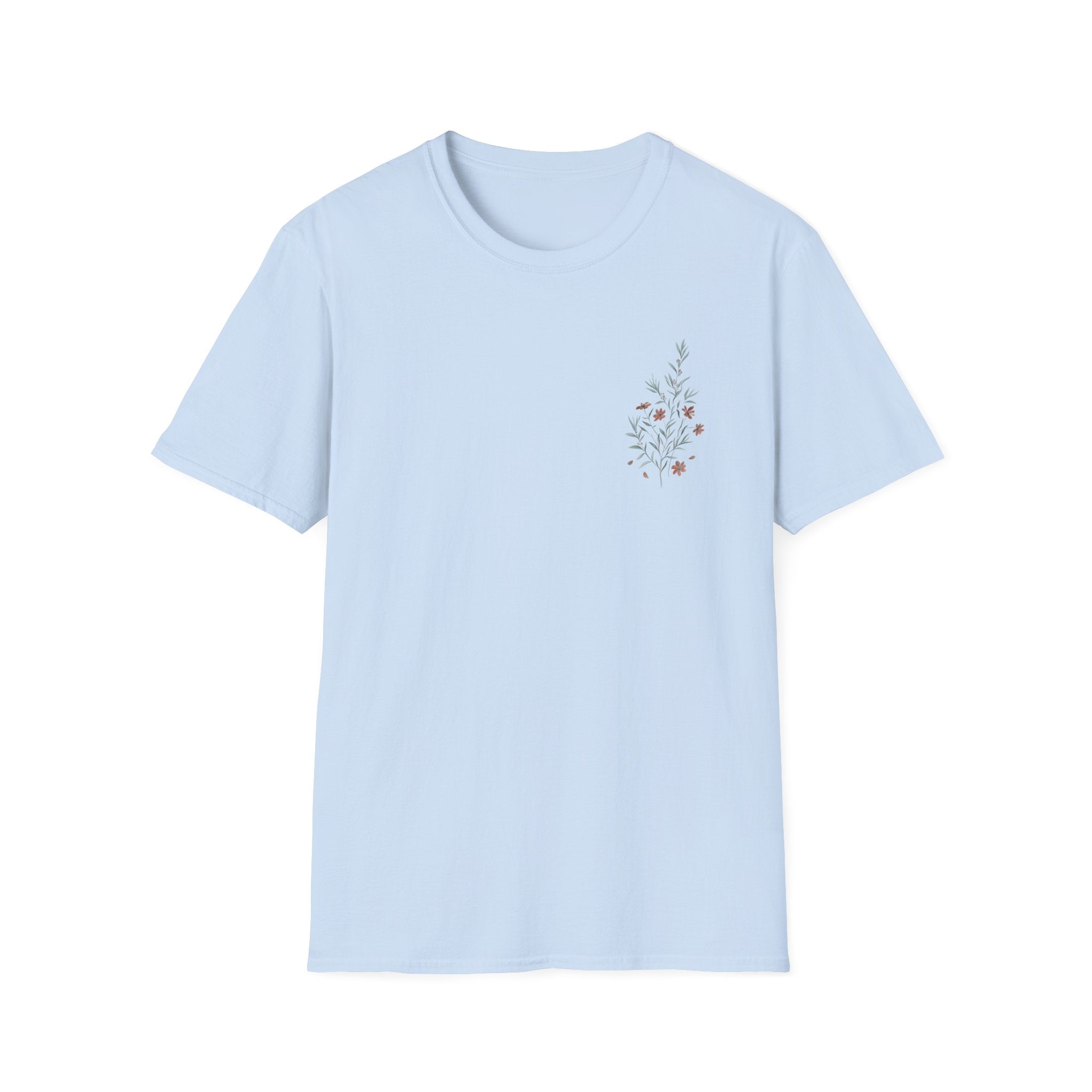 Floral Corner Tee — Minimal Wildflower Pocket T‑Shirt
