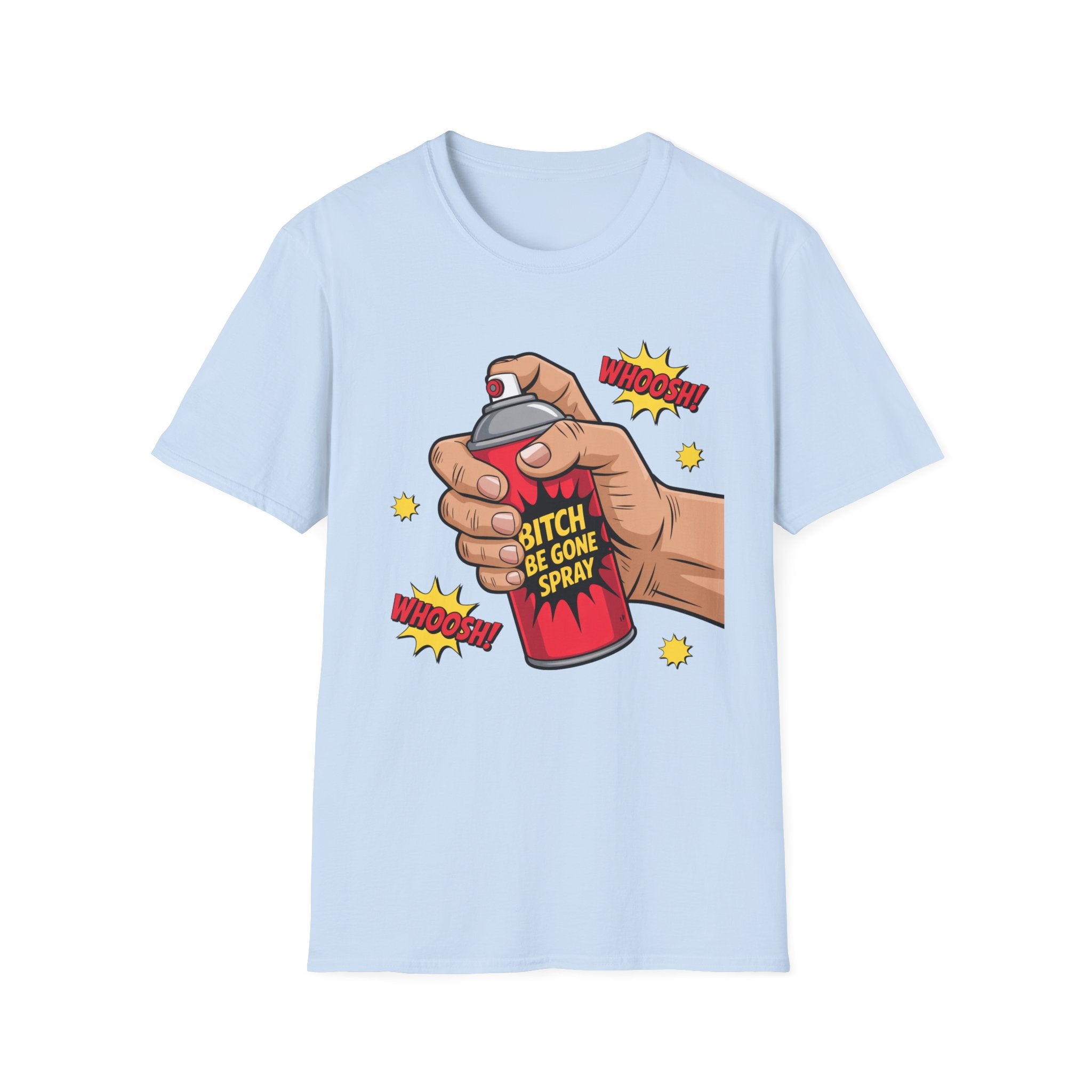 Funny 'Bitch, Be Gone' Spray T-Shirt — Pop Art Spray Can Graphic Tee