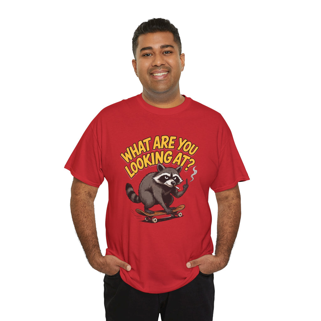 Funny Raccoon Graphic T-Shirt — What Are You Looking At Skater Humor Gift Tee