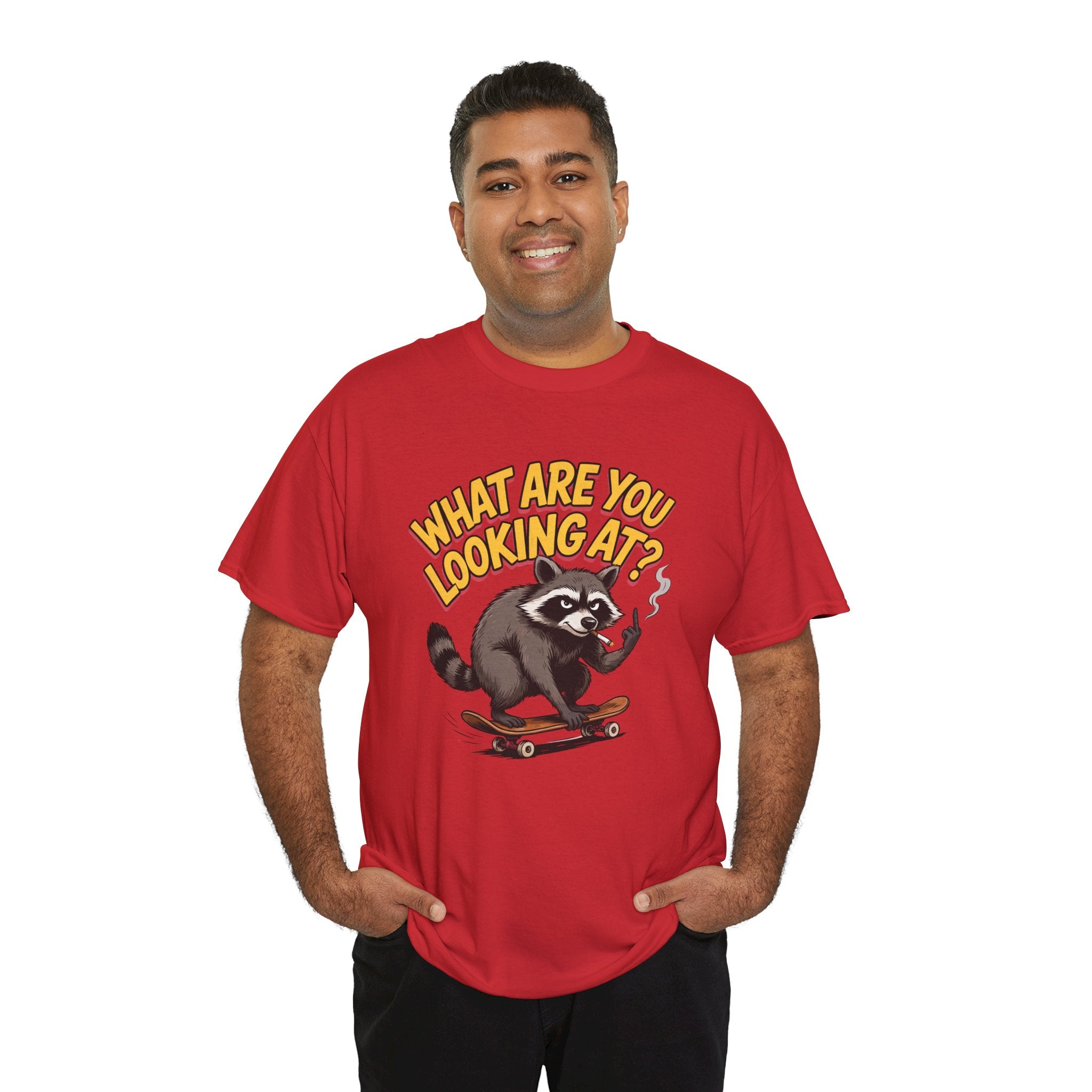 Funny Raccoon Graphic T-Shirt — What Are You Looking At Skater Humor Gift Tee