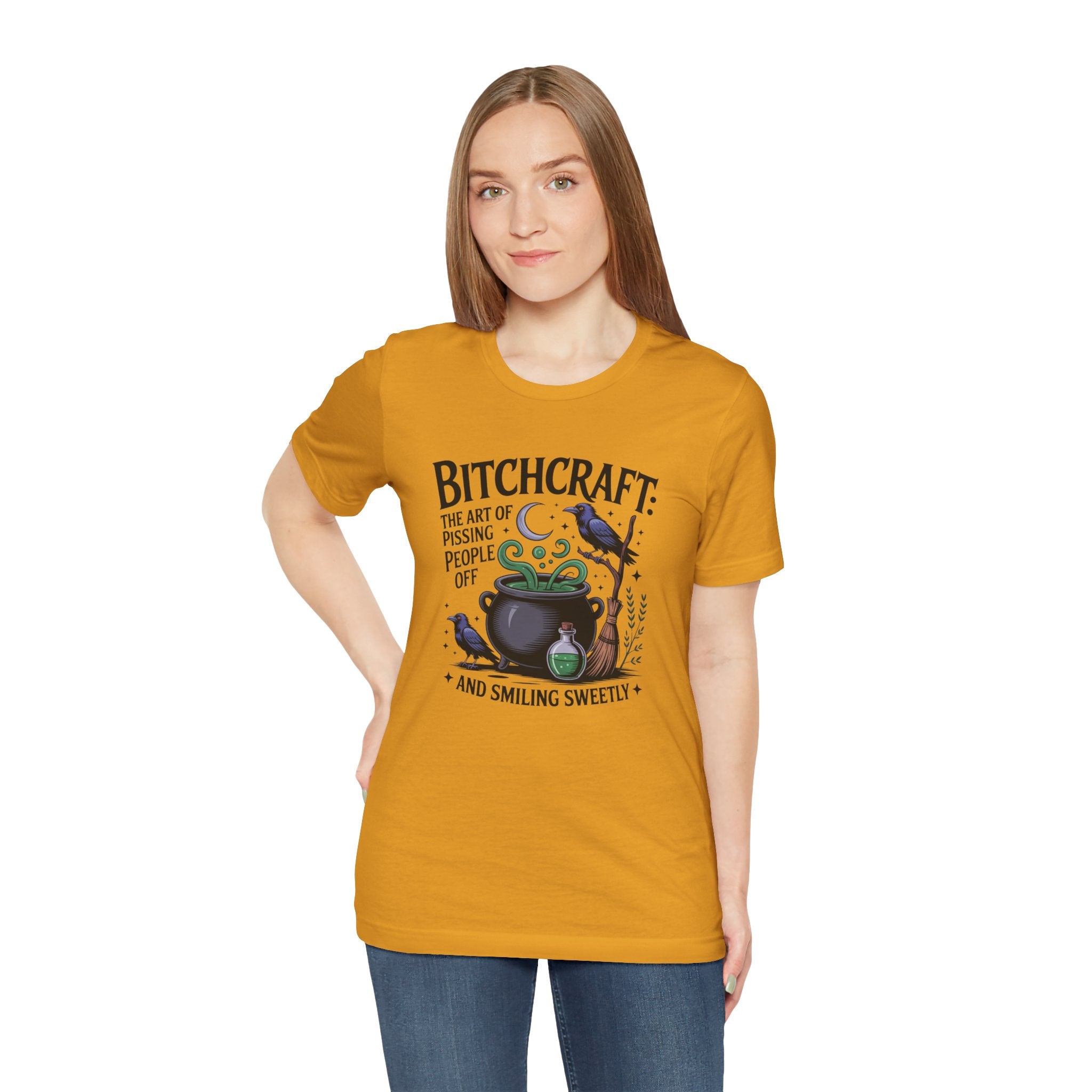 Bitchcraft Tee — "The Art of Pissing People Off and Smiling Sweetly" Witchy Graphic T‑Shirt