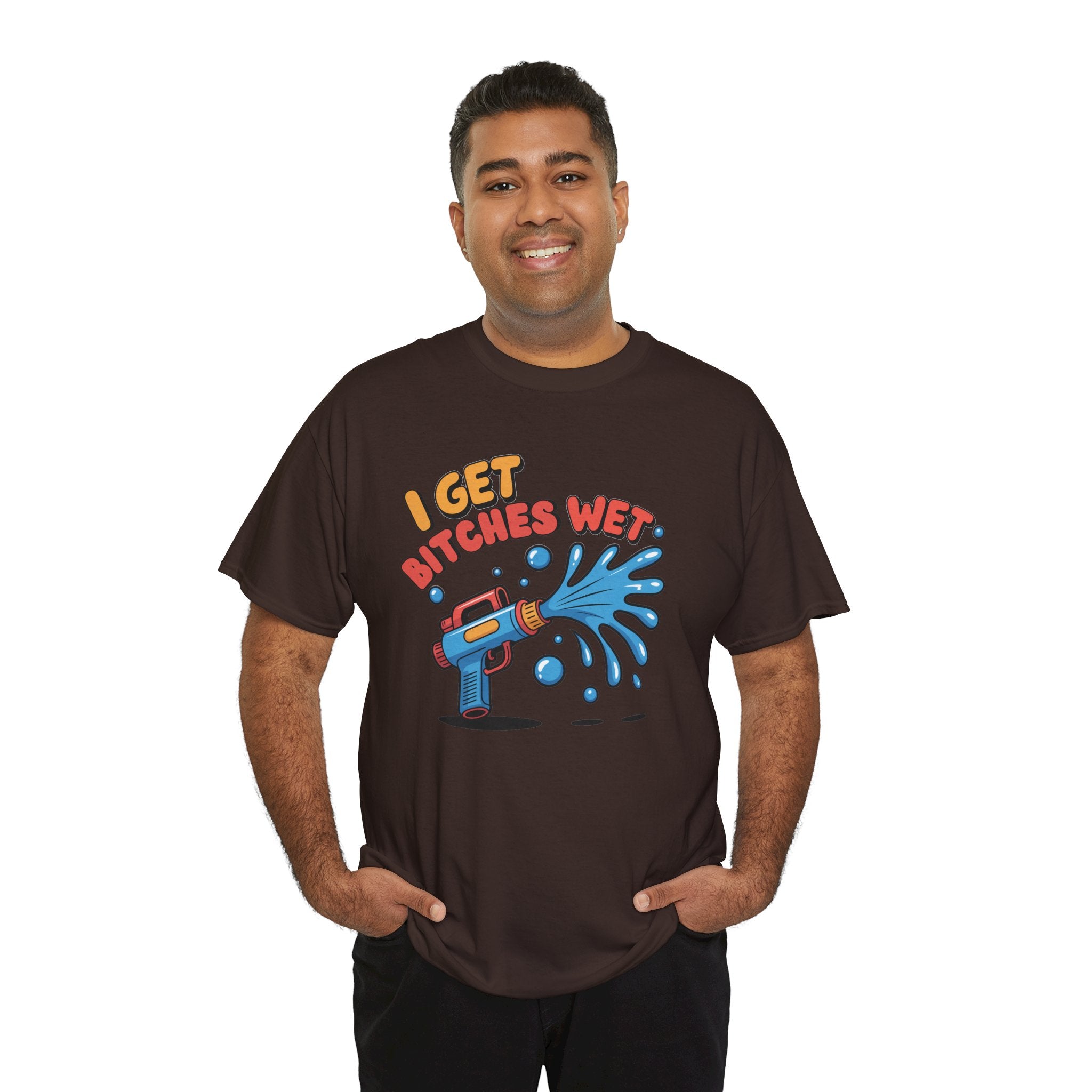 Water Gun Tee Adult Humor — "I Get Bitches Wet" Graphic Summer T-Shirt