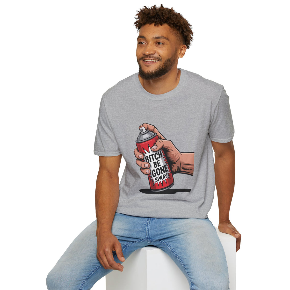 Funny 'Bitch, Be Gone' Spray T-Shirt — Pop Art Spray Can Graphic Tee