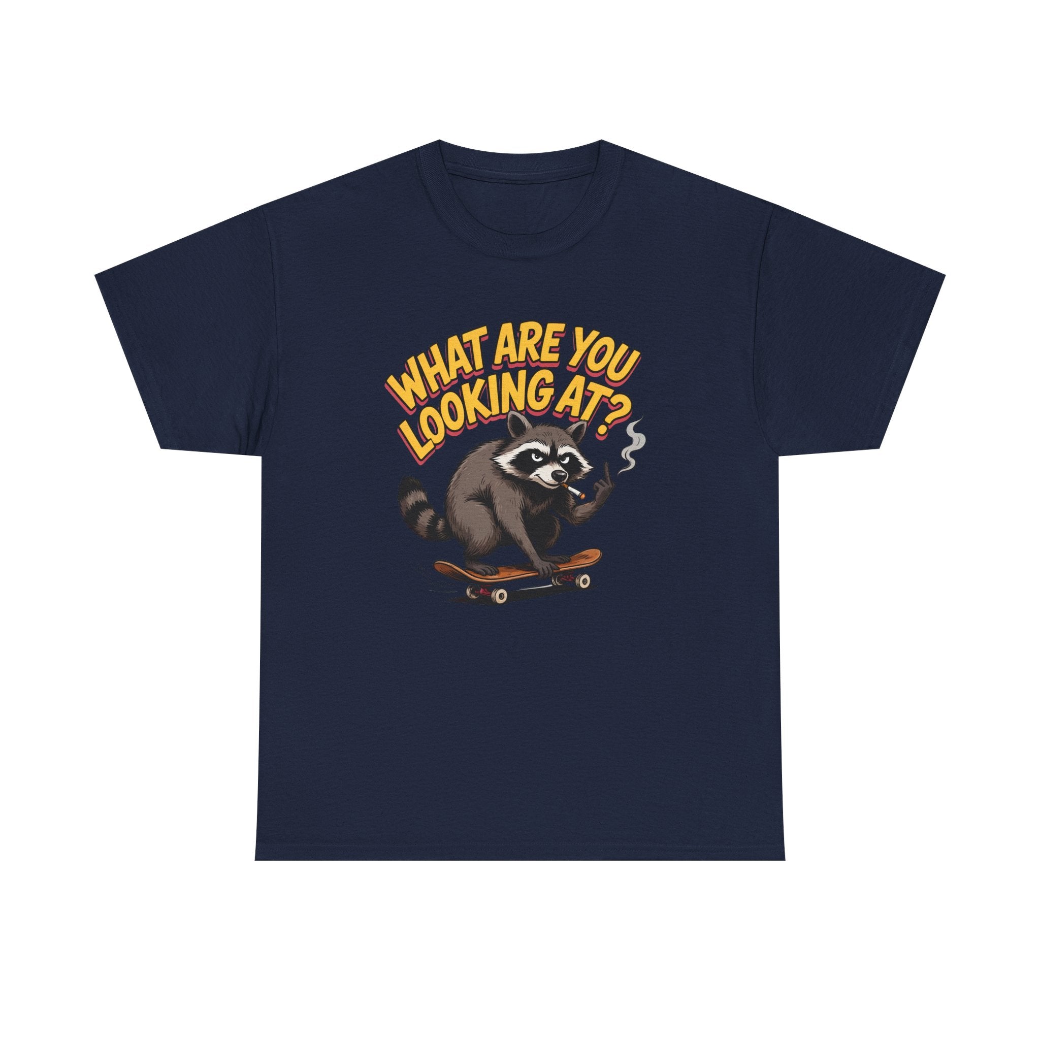 Funny Raccoon Graphic T-Shirt — What Are You Looking At Skater Humor Gift Tee