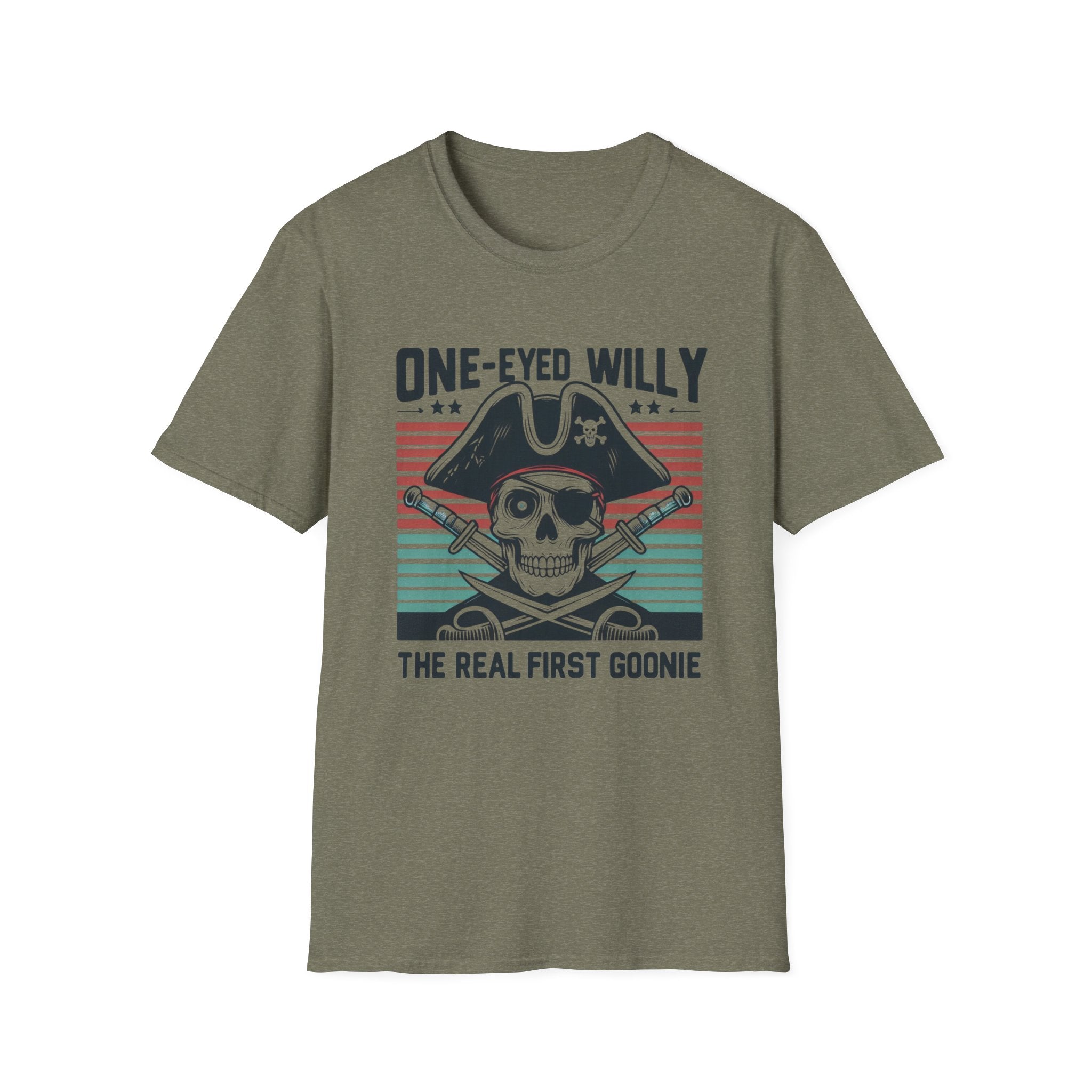 One-Eyed Willy Skull T-Shirt — Vintage Pirate 'The Real First Goonie' Tee