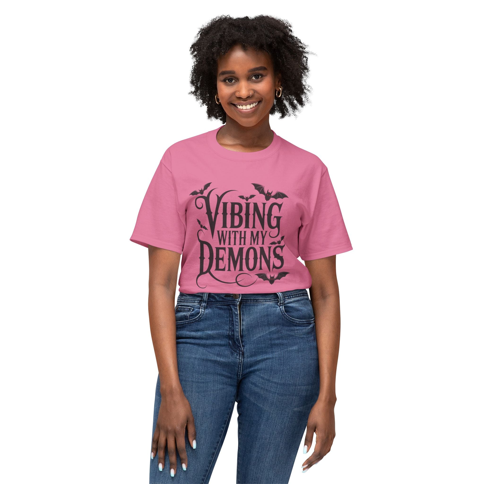 Funny Gothic Halloween T-Shirt — Vibing With My Demons Dark Humor Gift Tee