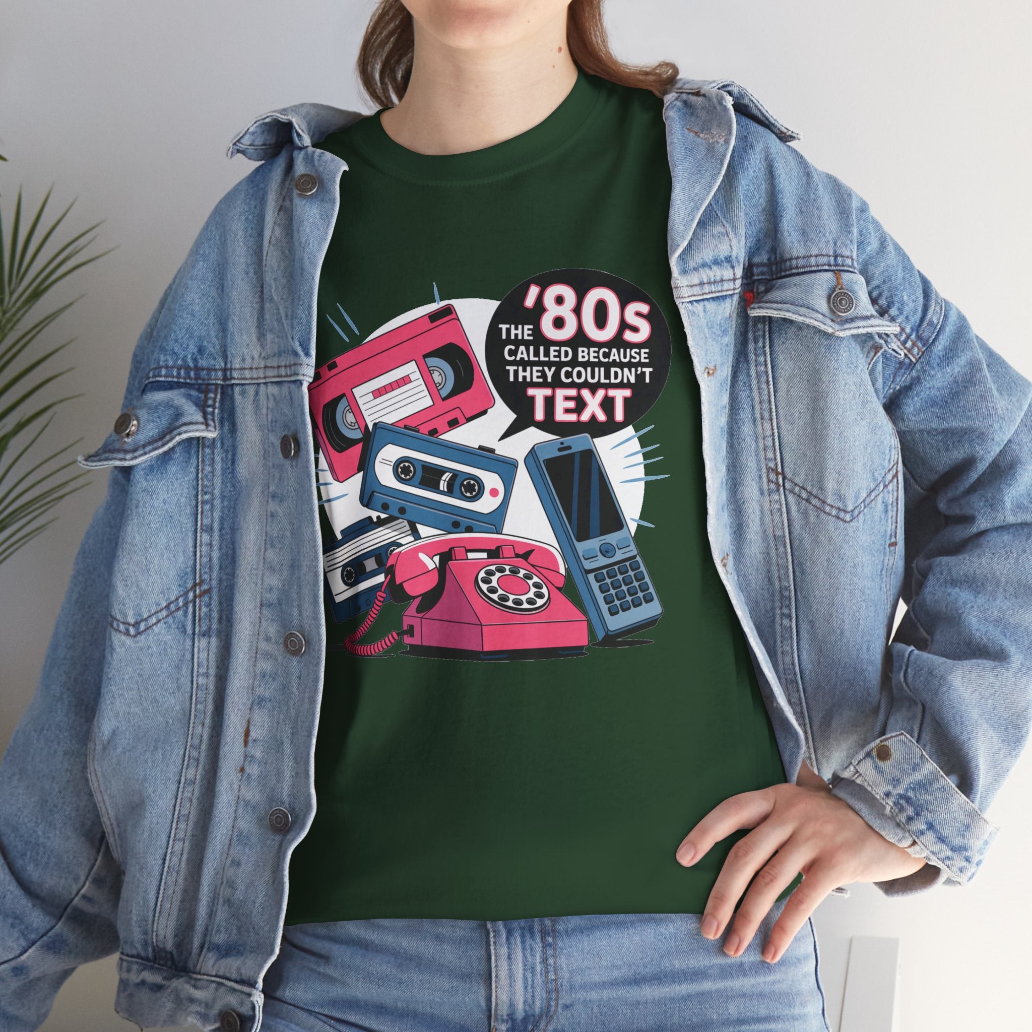 '80s Retro Phones Tee – Vintage Rotary, Cassette & Brick Cell Graphic T-Shirt