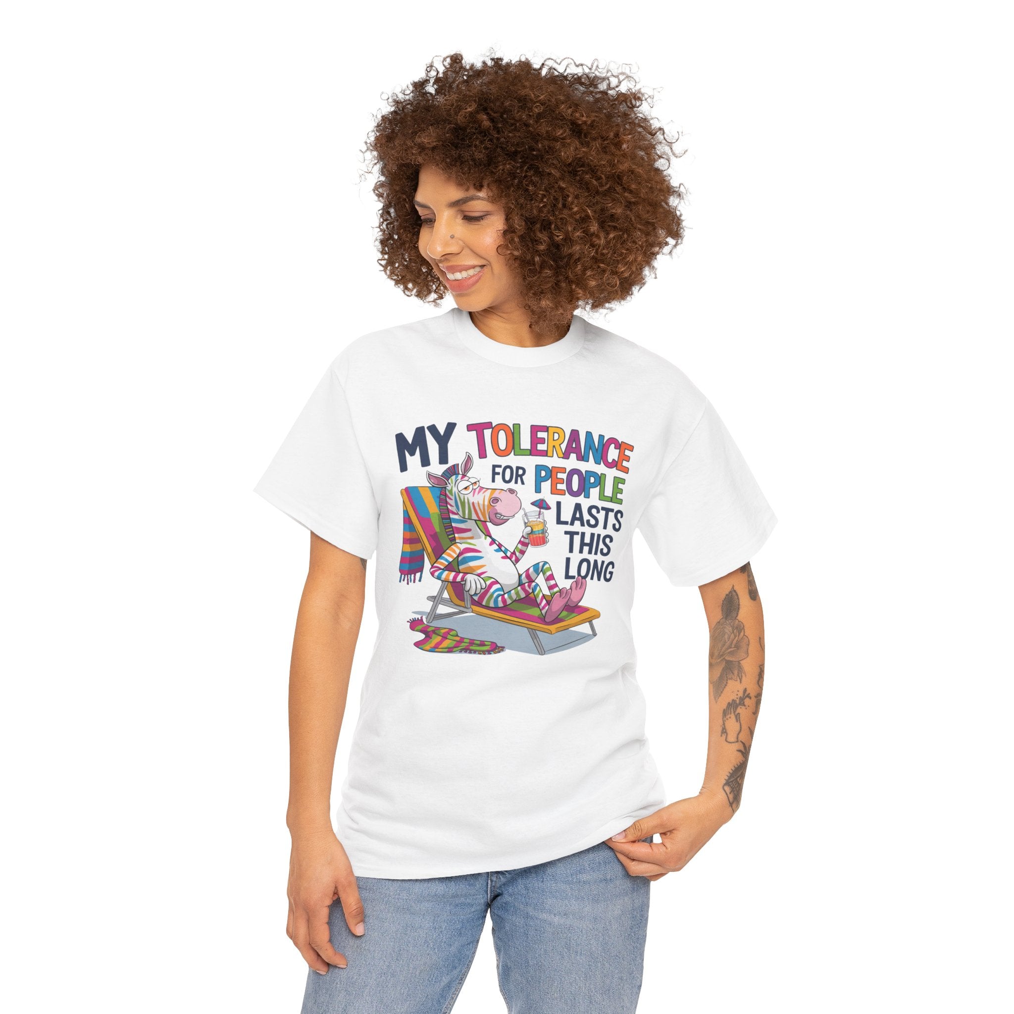 Funny Unicorn T-Shirt — “My Tolerance for People Lasts This Long” Graphic Tee