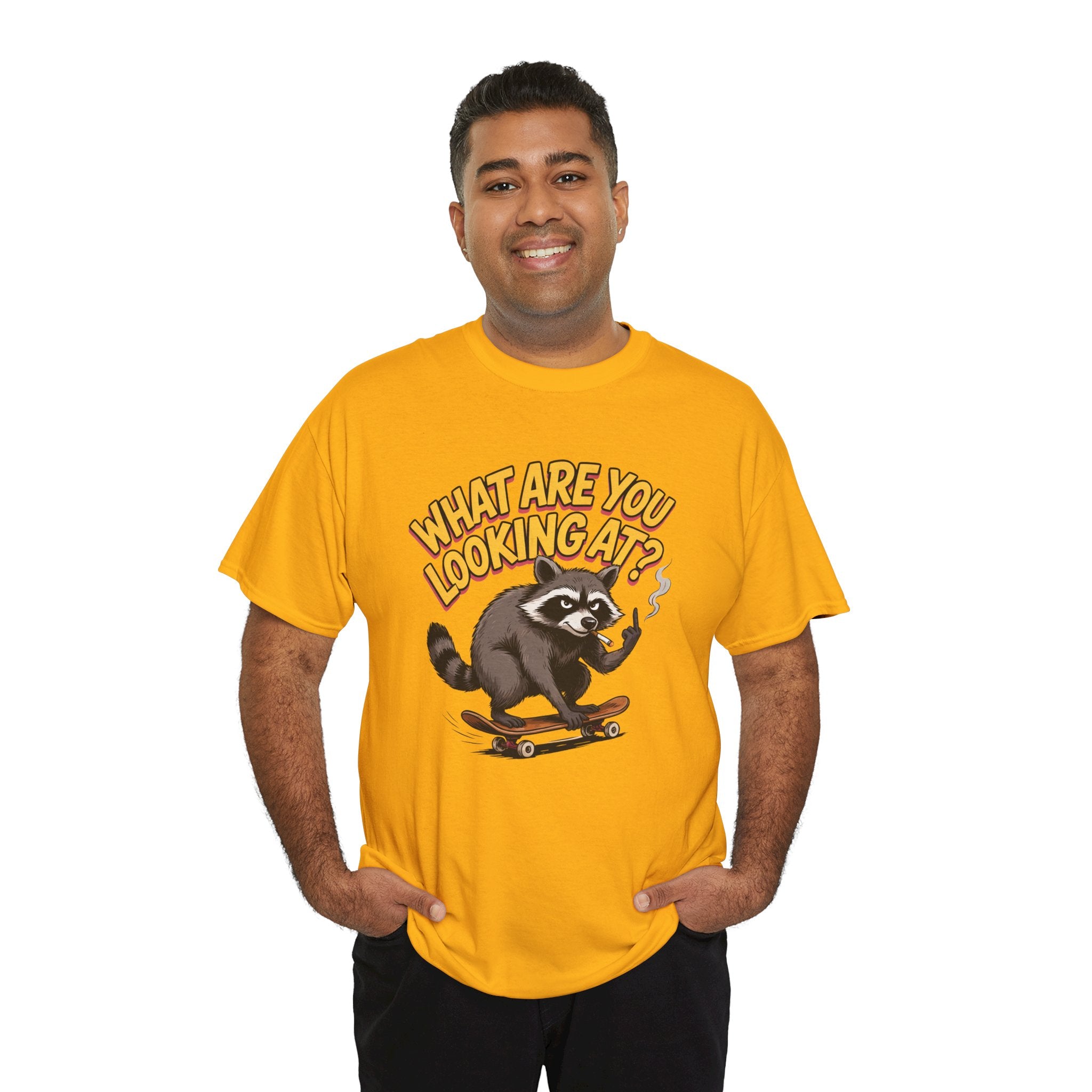 Funny Raccoon Graphic T-Shirt — What Are You Looking At Skater Humor Gift Tee
