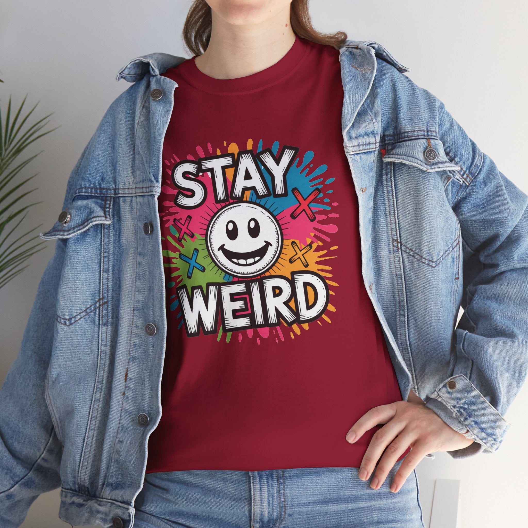 Stay Weird T-Shirt – Colorful Smiley Graphic Tee