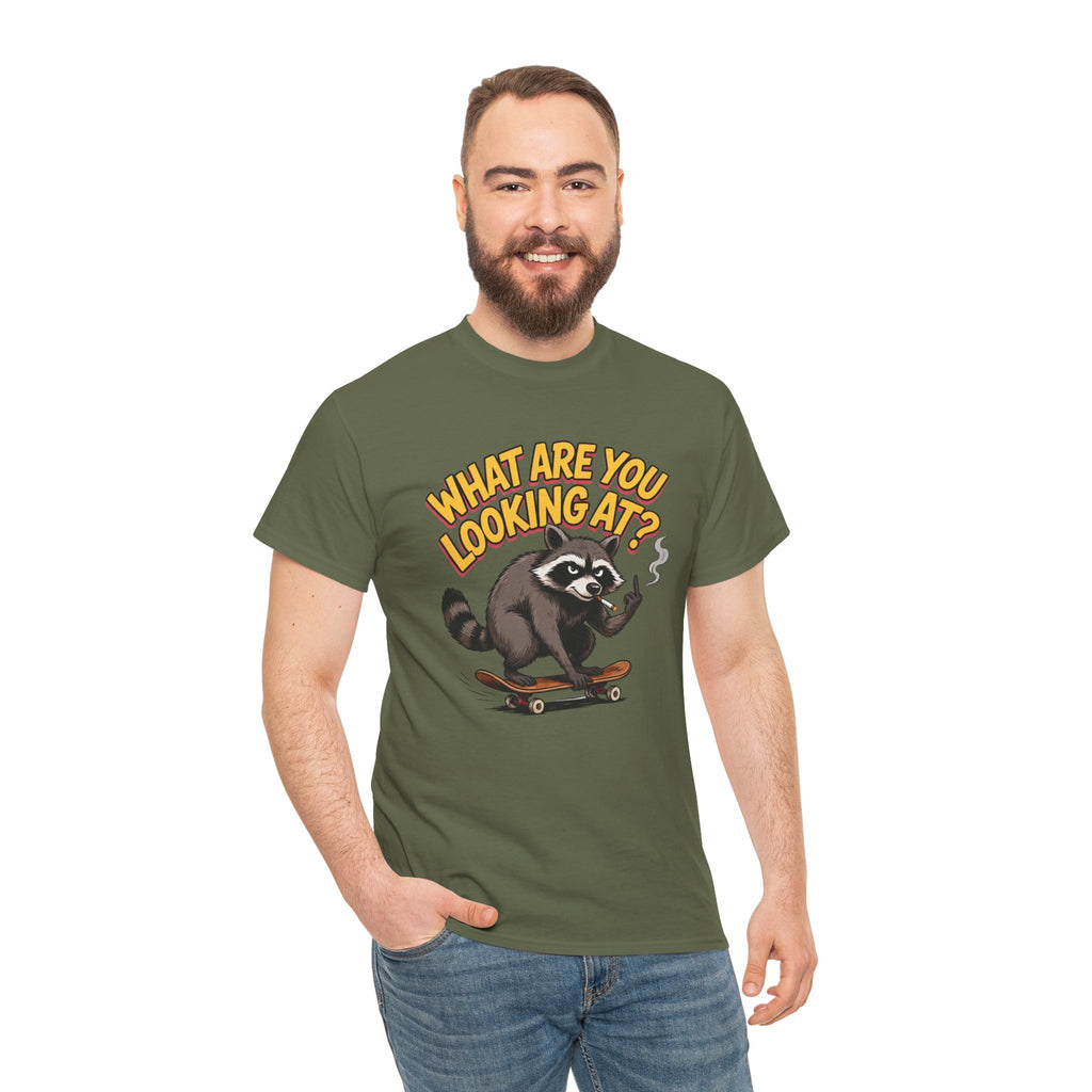 Funny Raccoon Graphic T-Shirt — What Are You Looking At Skater Humor Gift Tee