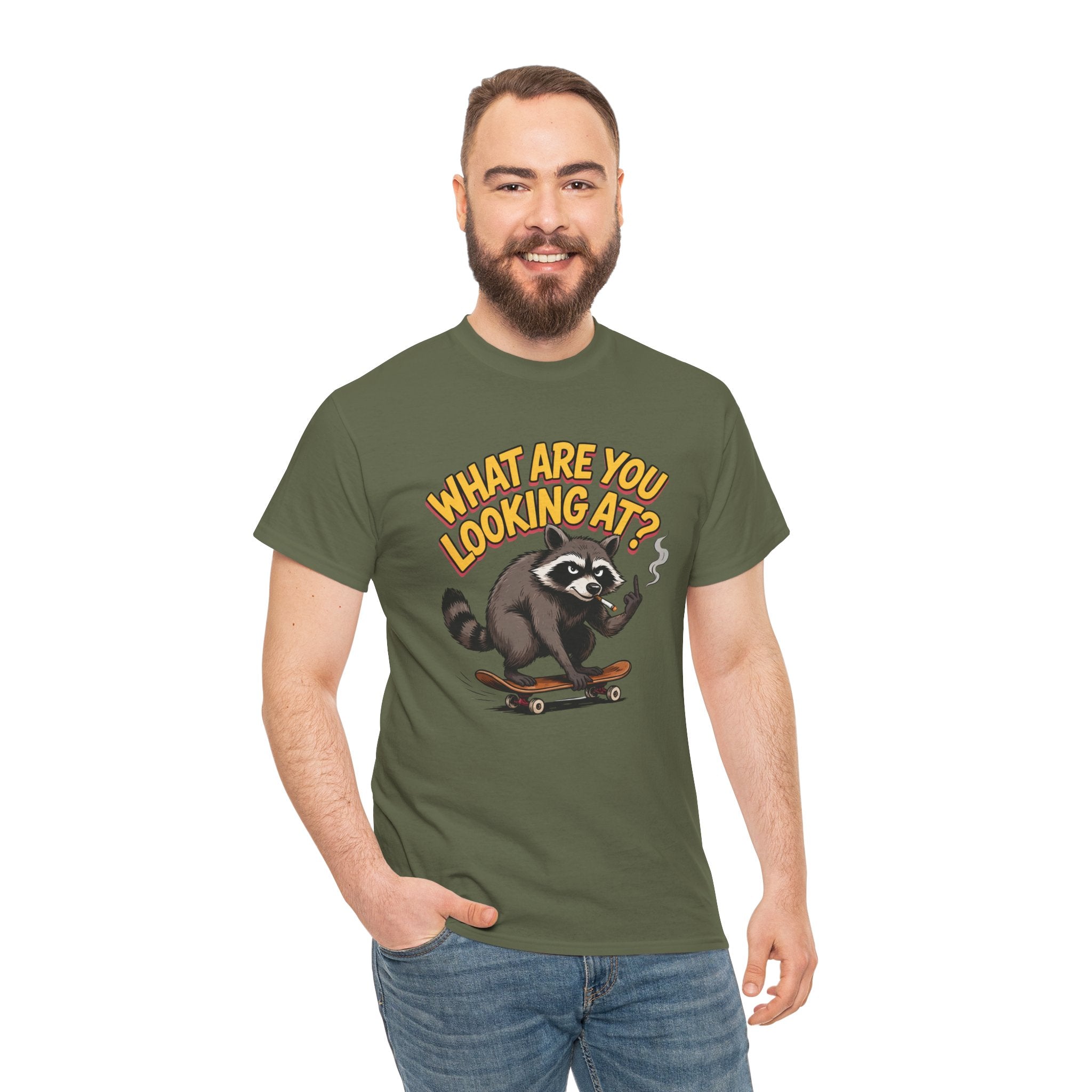 Funny Raccoon Graphic T-Shirt — What Are You Looking At Skater Humor Gift Tee