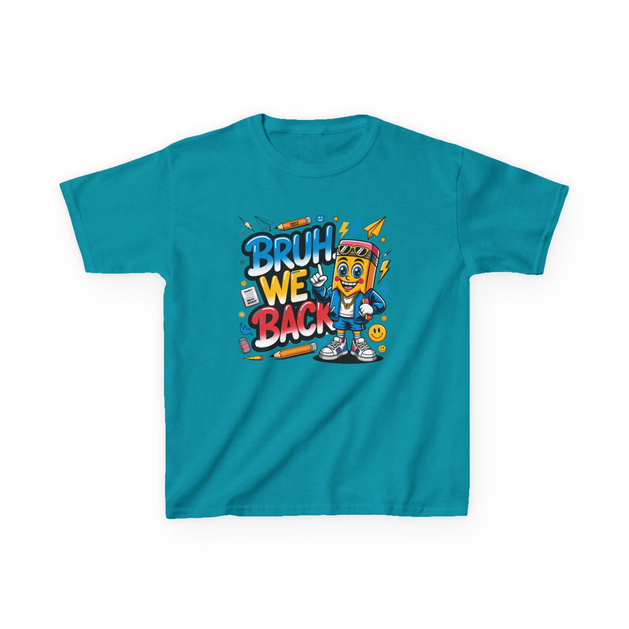 Kids T-Shirt — "Bruh We Back" Cartoon Graphic Tee