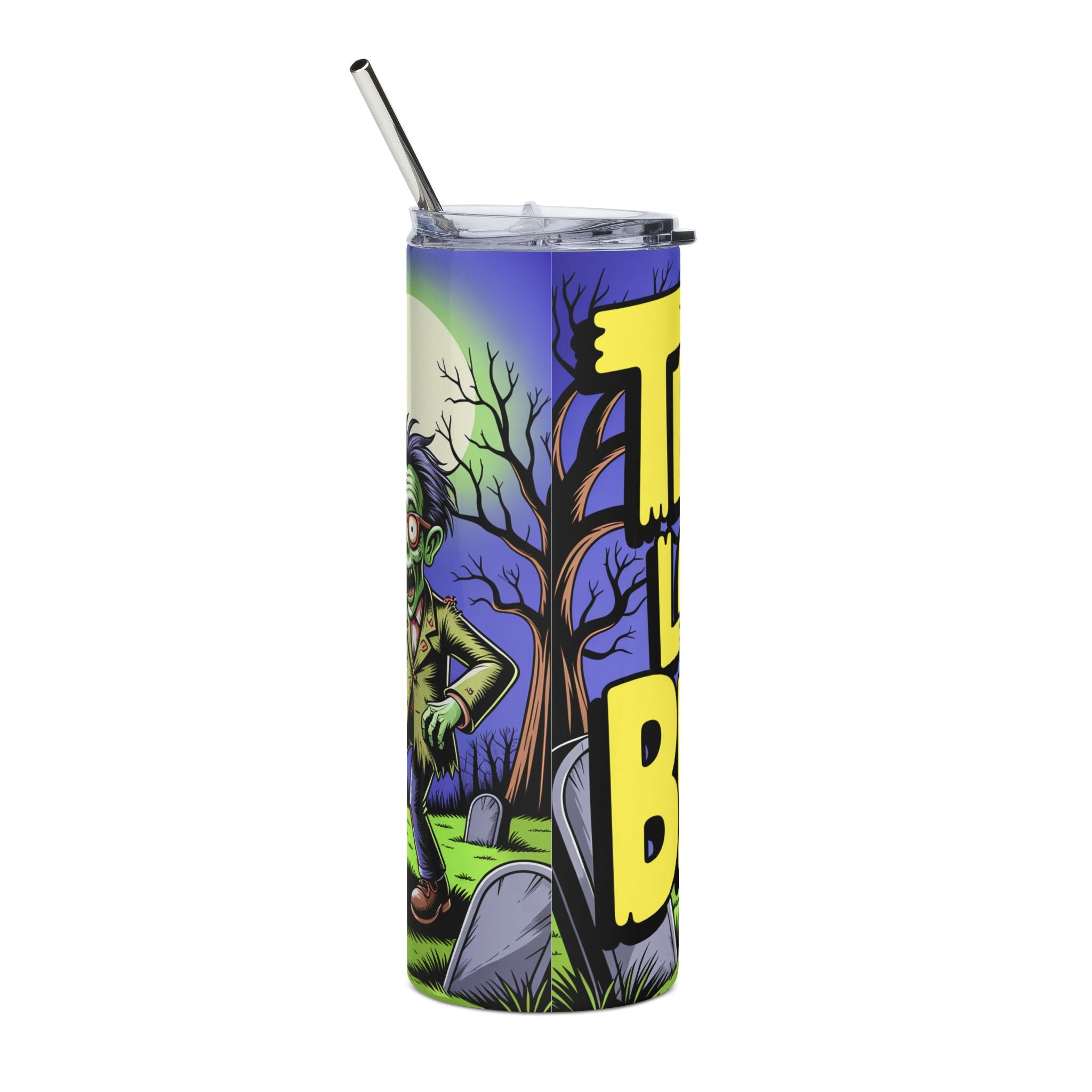 Funny Teacher Halloween 20oz Stainless Steel Tumbler — Love Brains Custom Name Chalkboard Gift Travel Cup