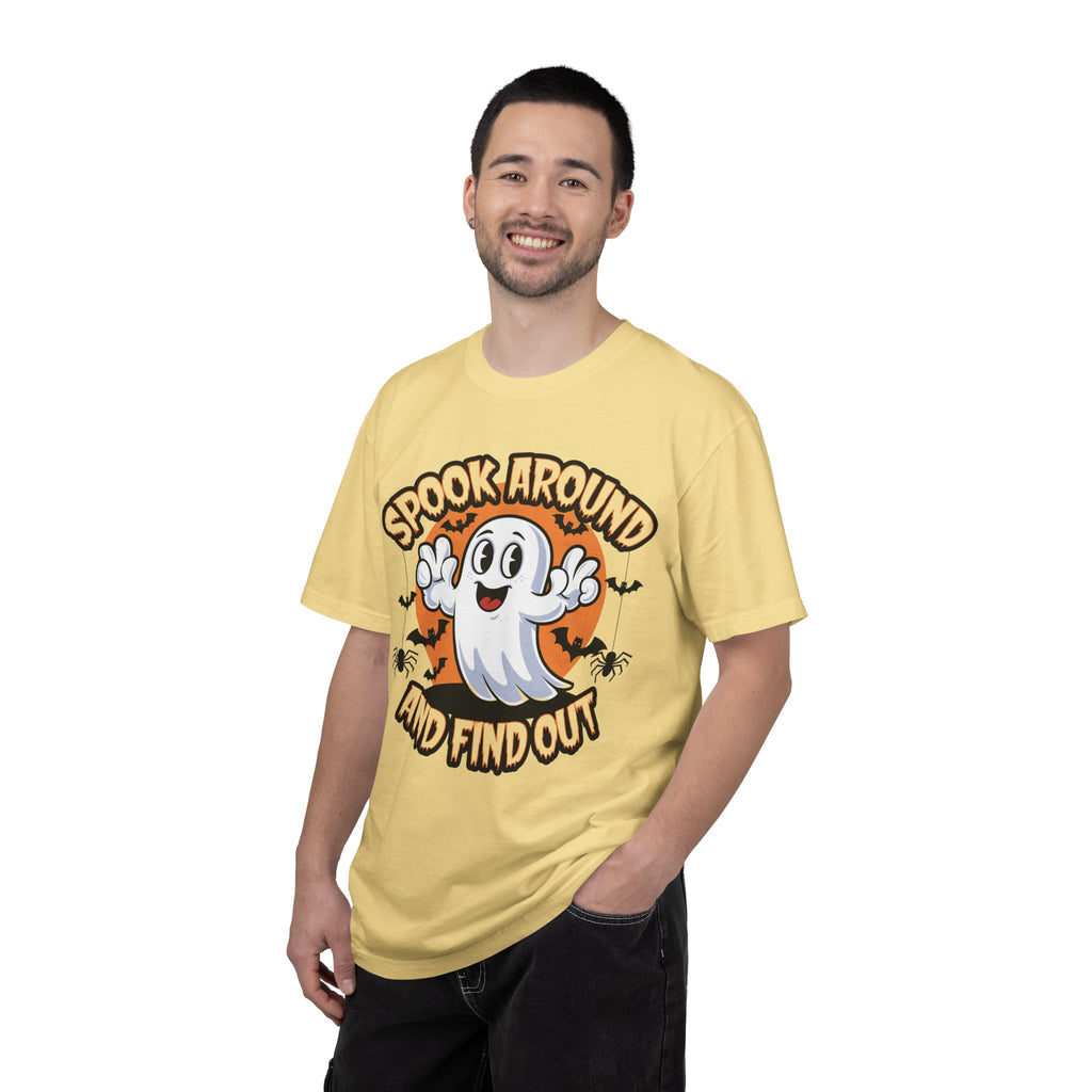 Halloween Ghost T-Shirt — “Spook Around and Find Out” Cute Retro Graphic Tee