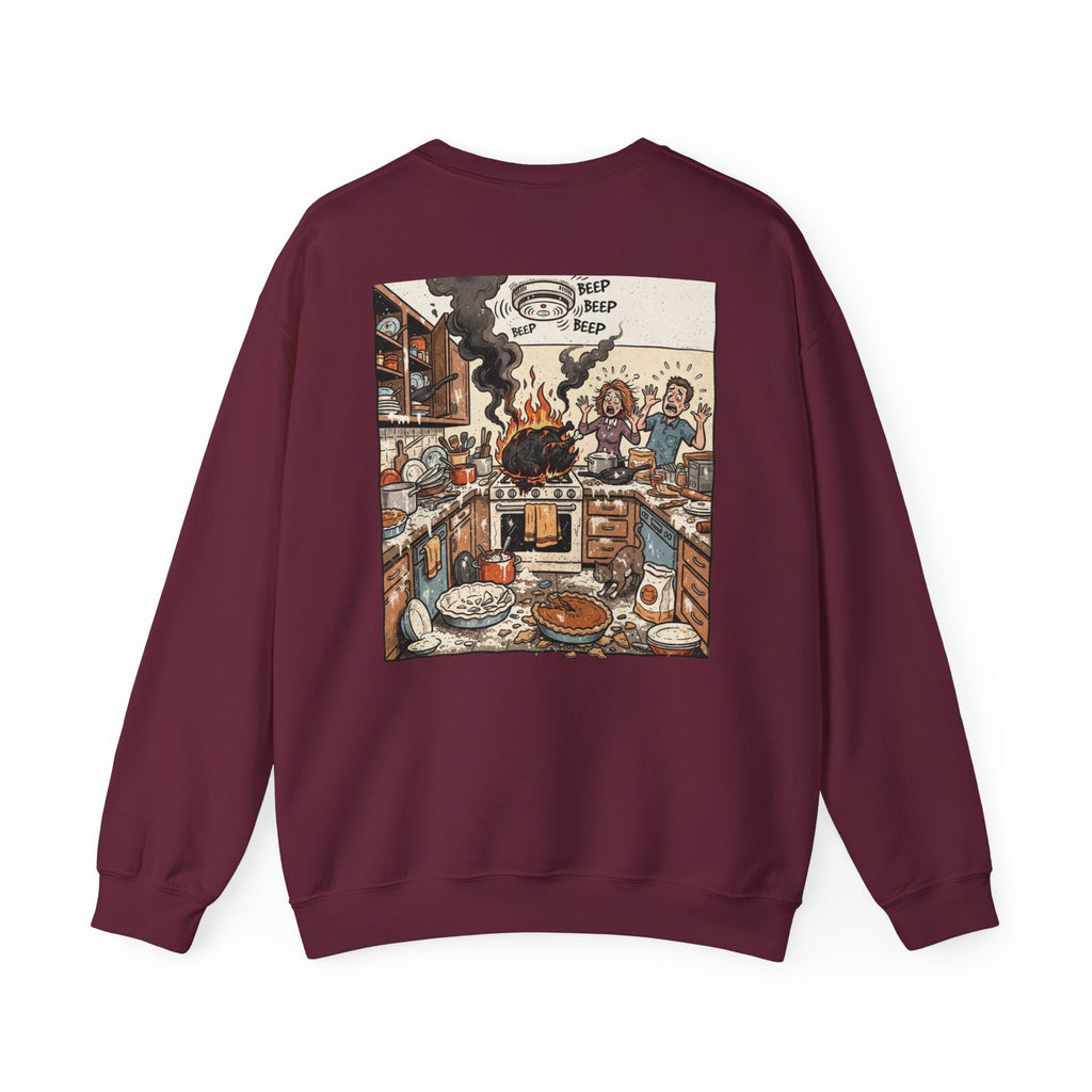 Funny Thanksgiving Chef Crewneck Sweatshirt — Certified Thanksgiving Chef Kitchen Disaster Humor Gift Pullover