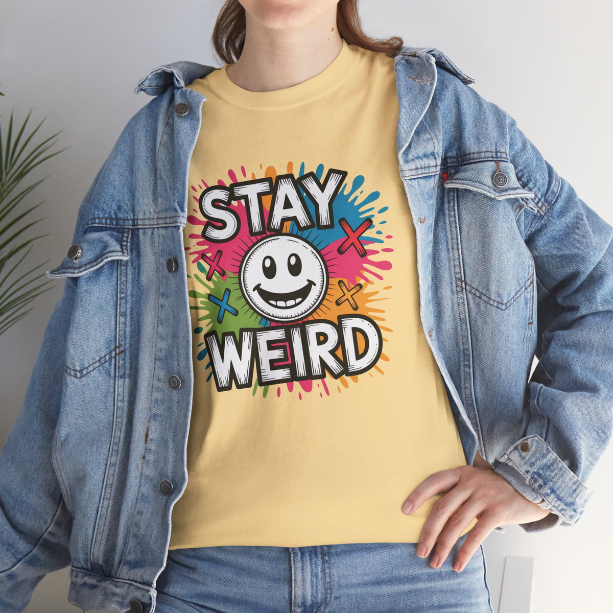 Stay Weird T-Shirt – Colorful Smiley Graphic Tee